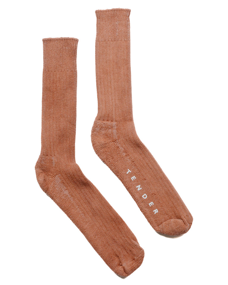 Tender Rib Calf Socks Cotton Tan Wattle Dyed
