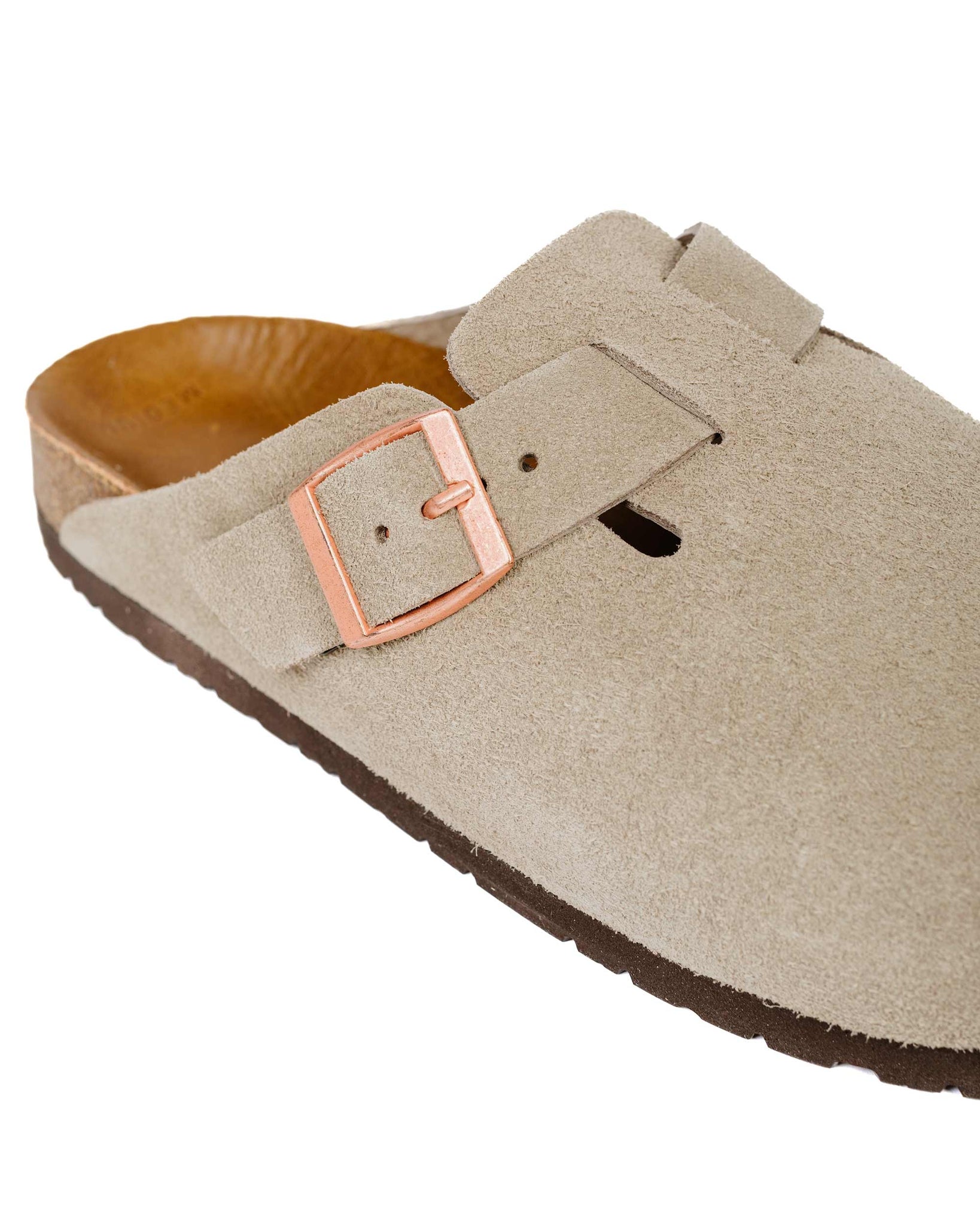 The Real McCoy's MA23012 Leather Foot-Support Clogs Taupe Close Up