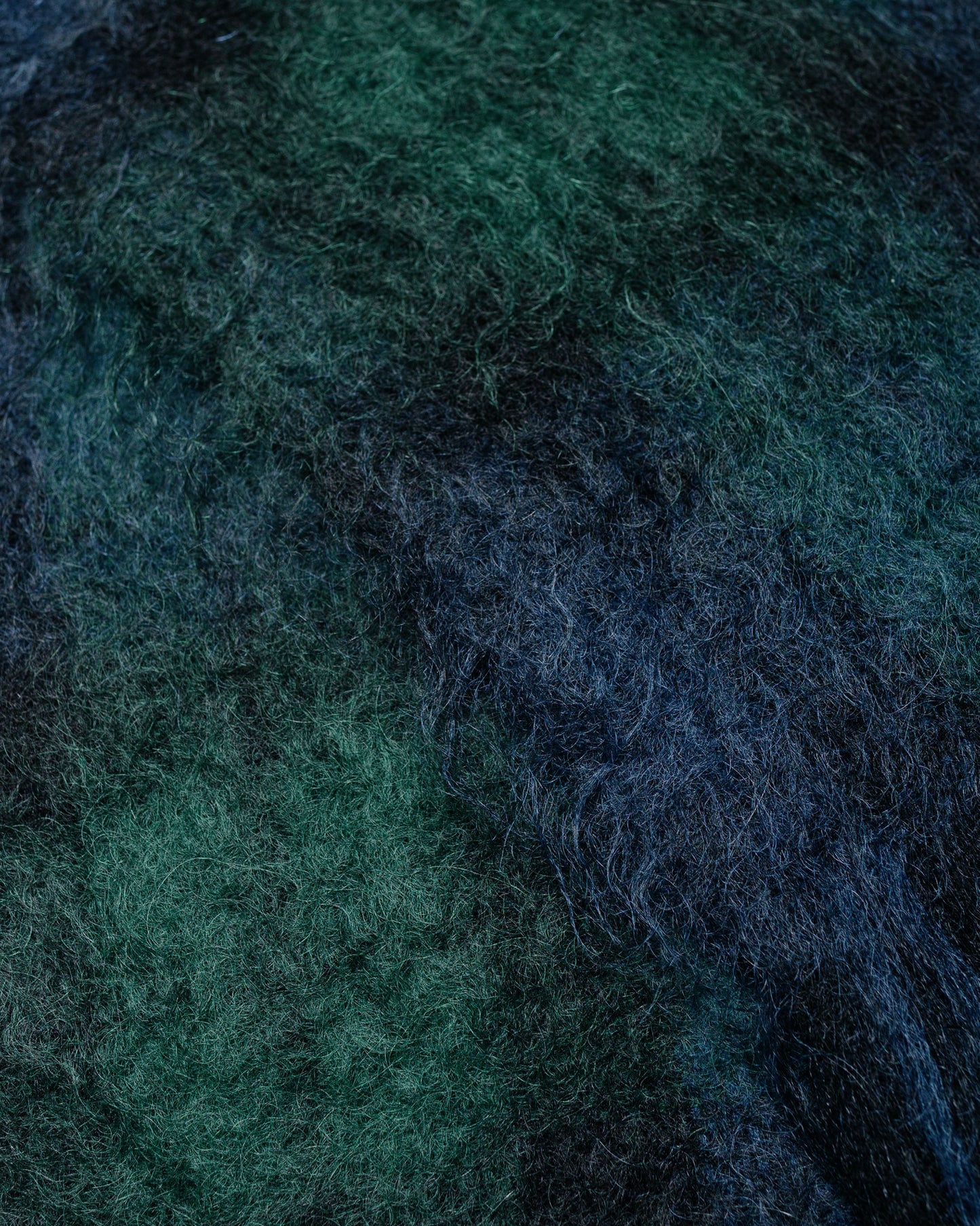 The Real McCoy's MA24107 Plaid Pattern Mohair Scarf Navy/Green fabric