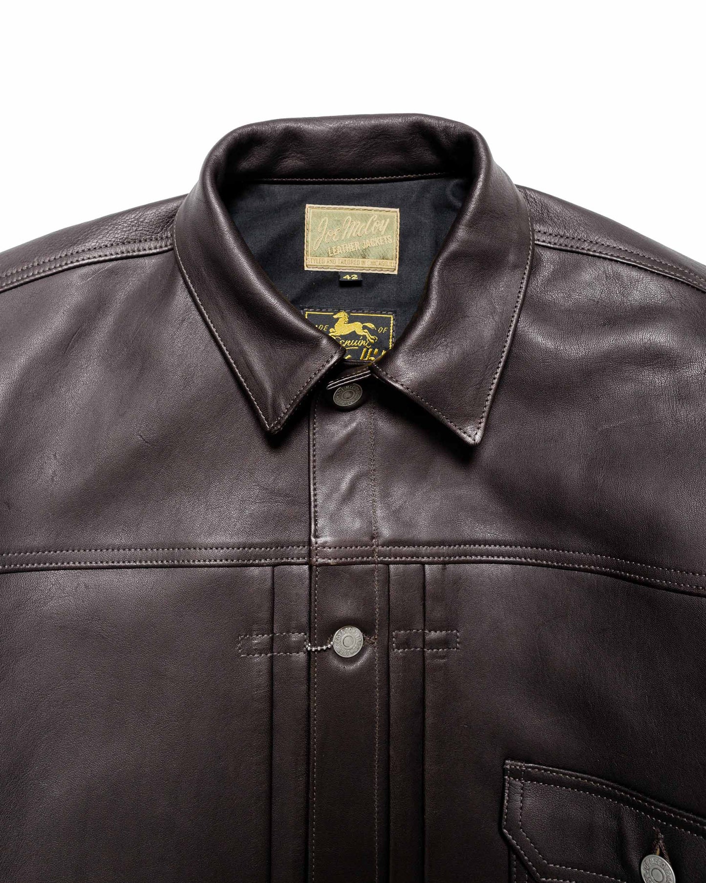 The Real McCoy's MJ23013 Type I Leather Jacket Black collar