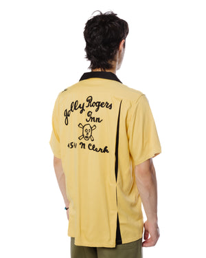 The Real McCoy's MS22002 Rayon Bowling Shirt / Jolly Roger Yellow Model Rear