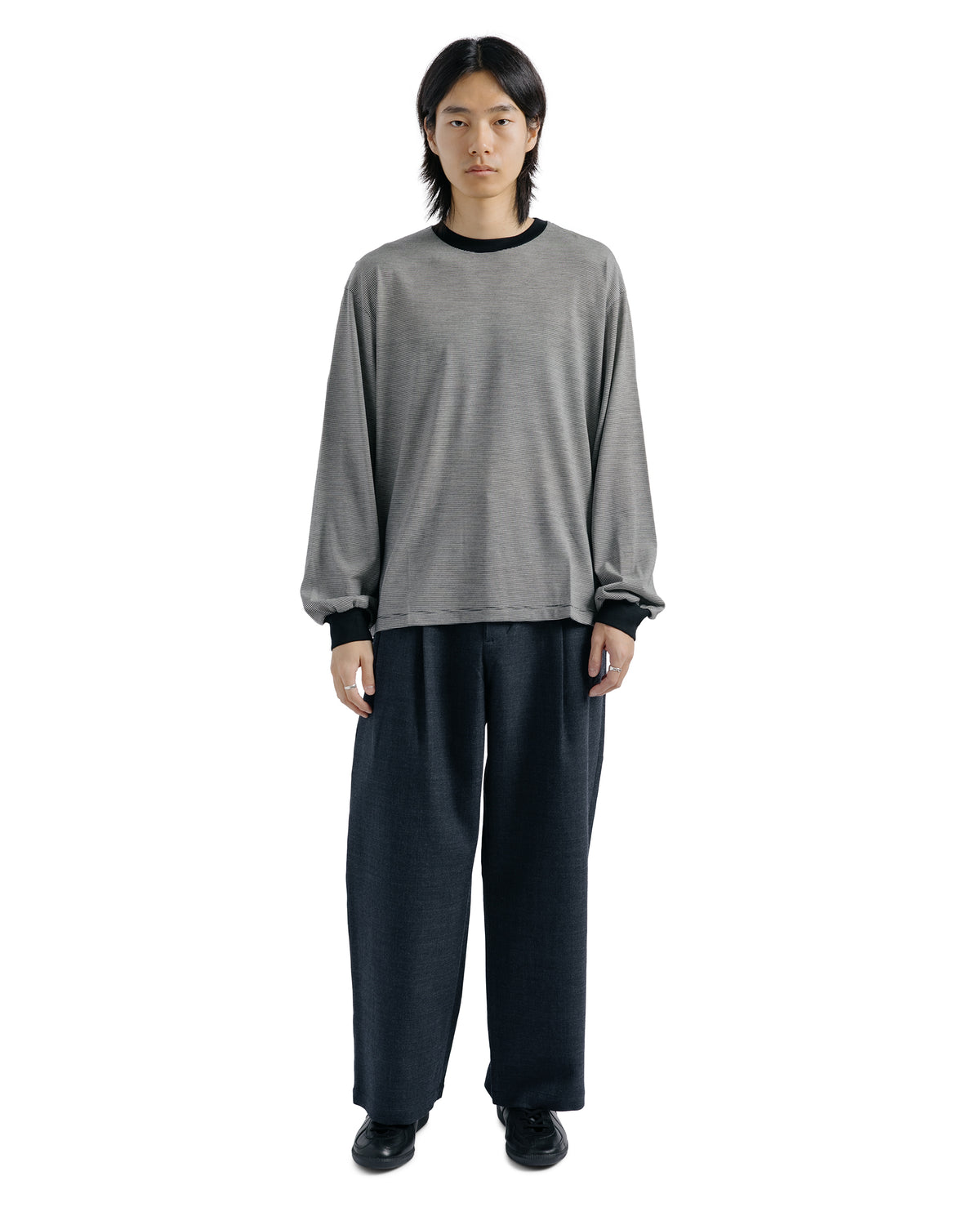 Universal Products Wool Border Jersey Crew Neck Black
