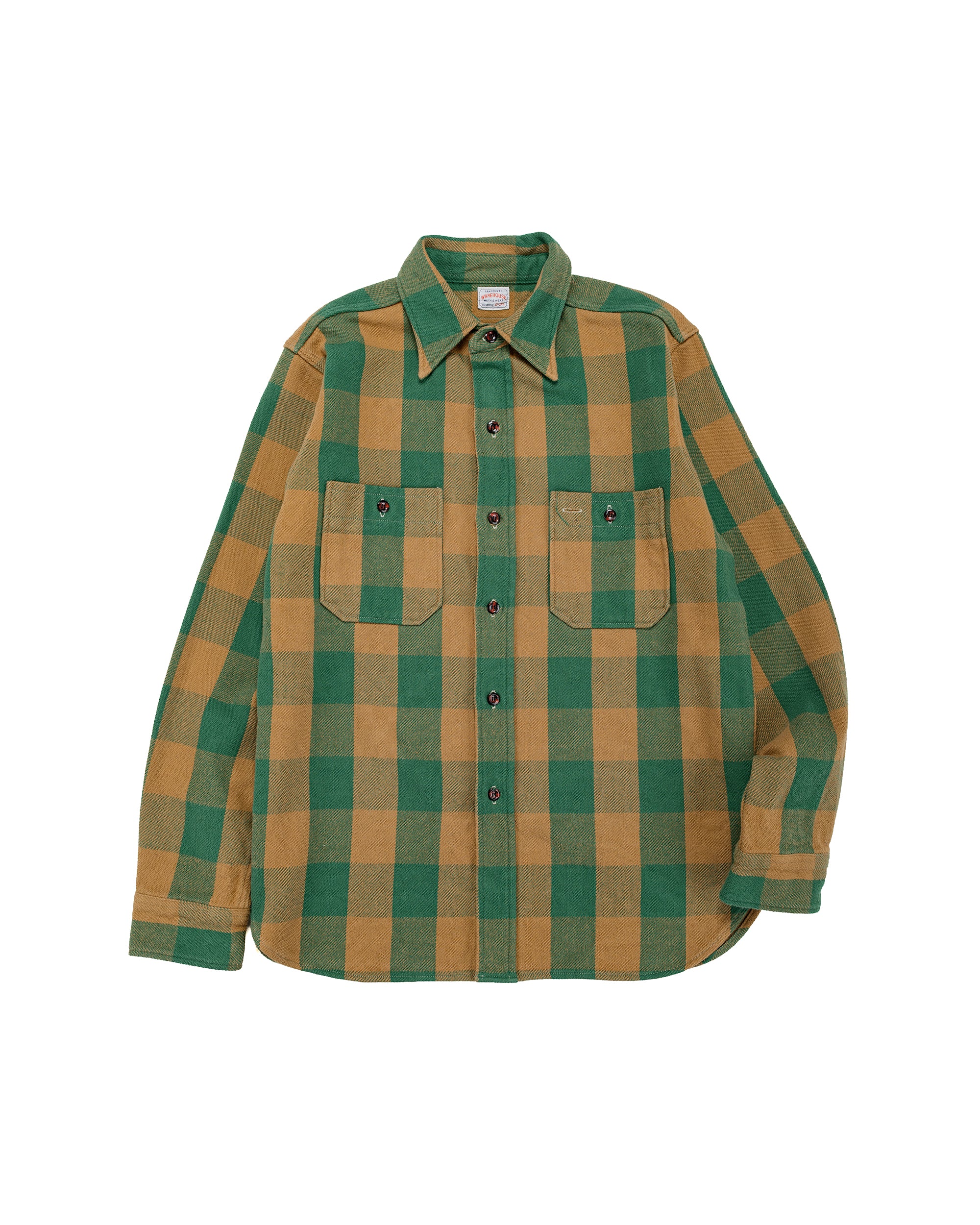 美品 WAREHOUSE Lot 3104 FLANNEL SHIRTS Warehouse Lot. 3104 Flannel Shirts O/W Pattern A Green
