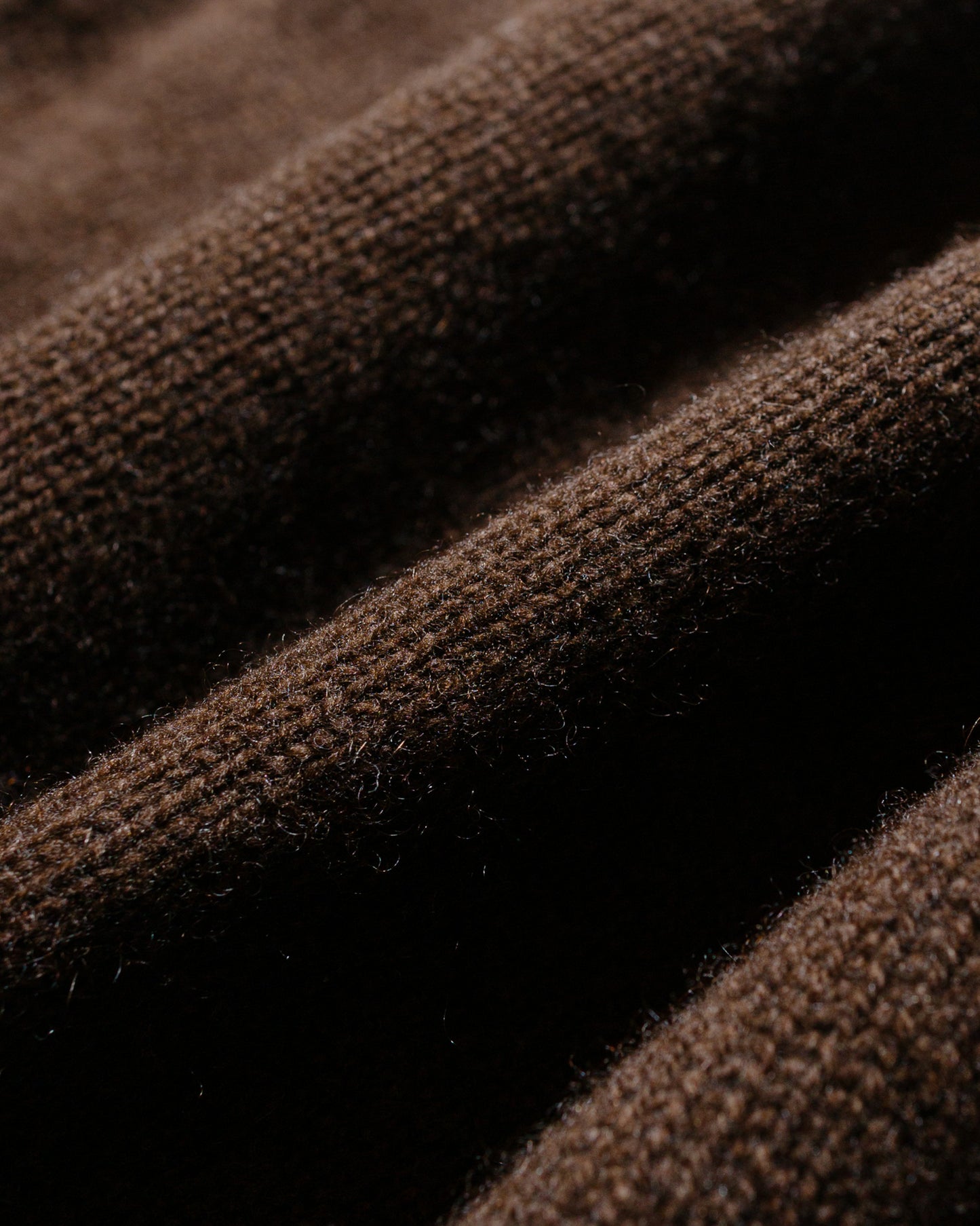 evan kinori Crewneck Cardigan Undyed Yak Wool Dark Brown