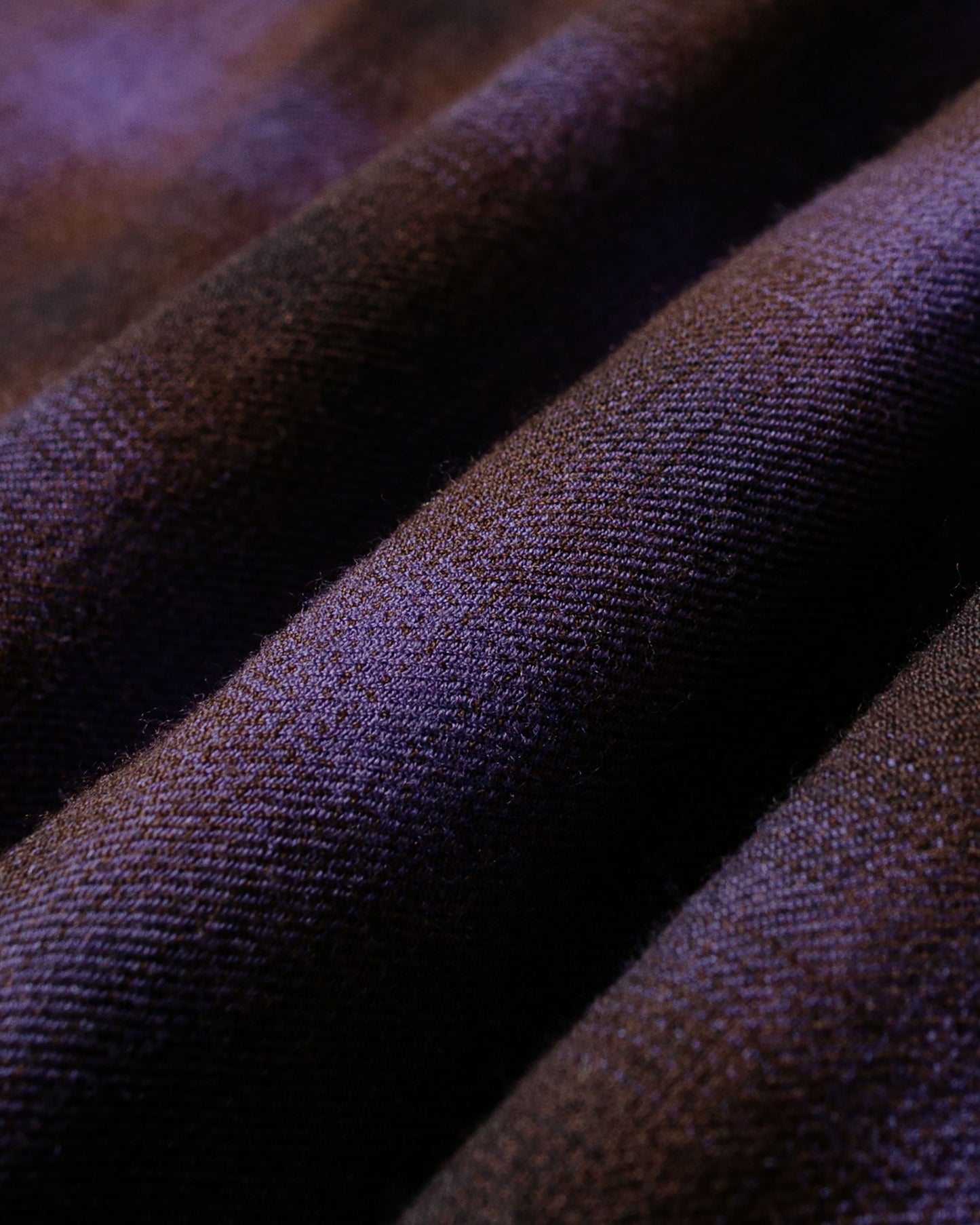 marka Double Pocket Open Collar L/S Super 140s 2/96 Wool Viyella Purple Check