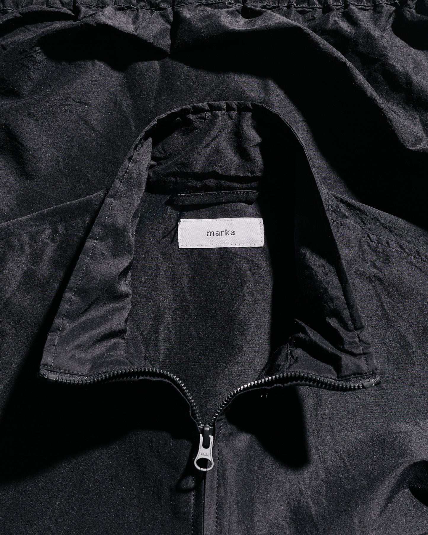 marka Flight Jacket Wool Silk High Count Typewriter Chambray Black