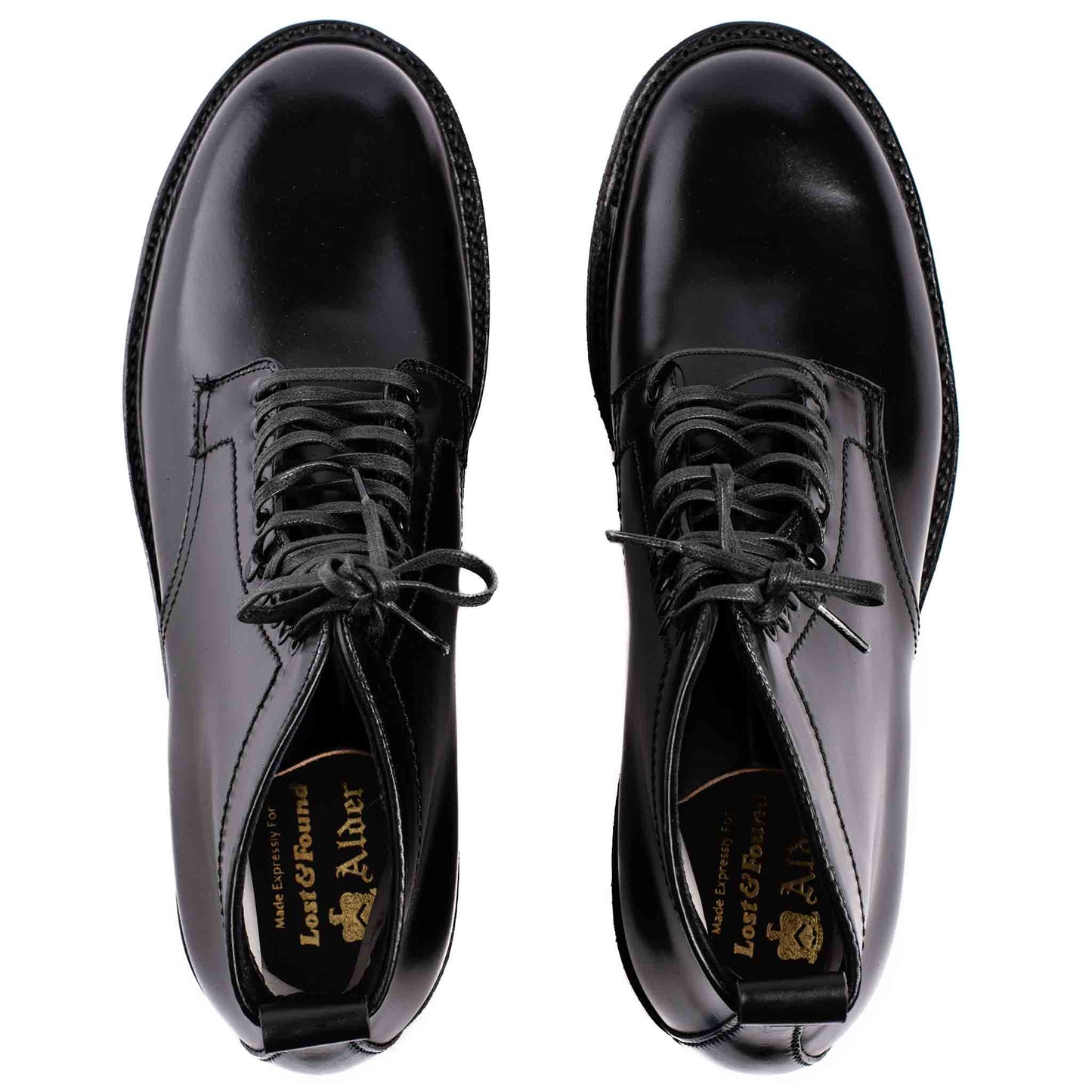 Alden Black Cordovan Plain Toe Boot with Crepe Sole Top