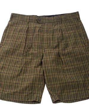 Engineered Garments Sunset Short Olive Brown Cotton Madras Check Detail