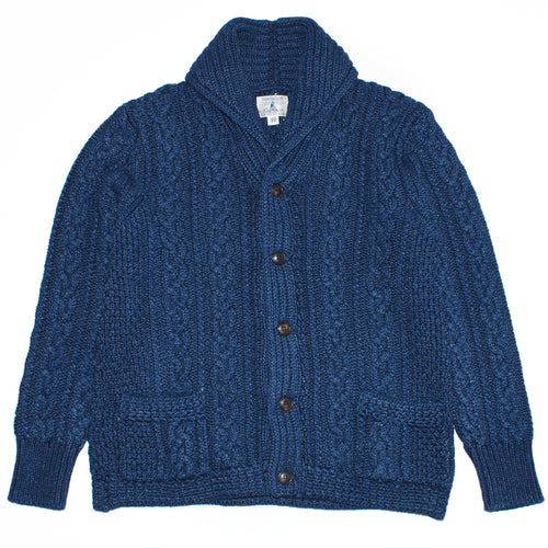 The Real McCoy's MC20003 Indigo Aran Shawl Collar Cardigan