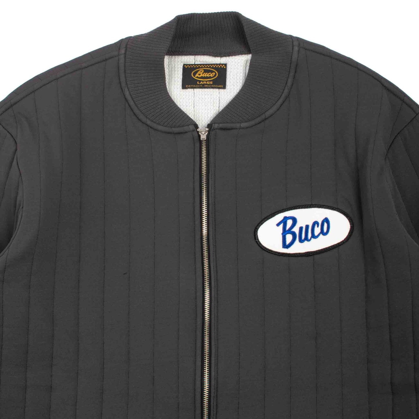 The Real McCoy's BC21101 Buco F/Z Nylon Quilted Sweatshirt Charcoal Detail