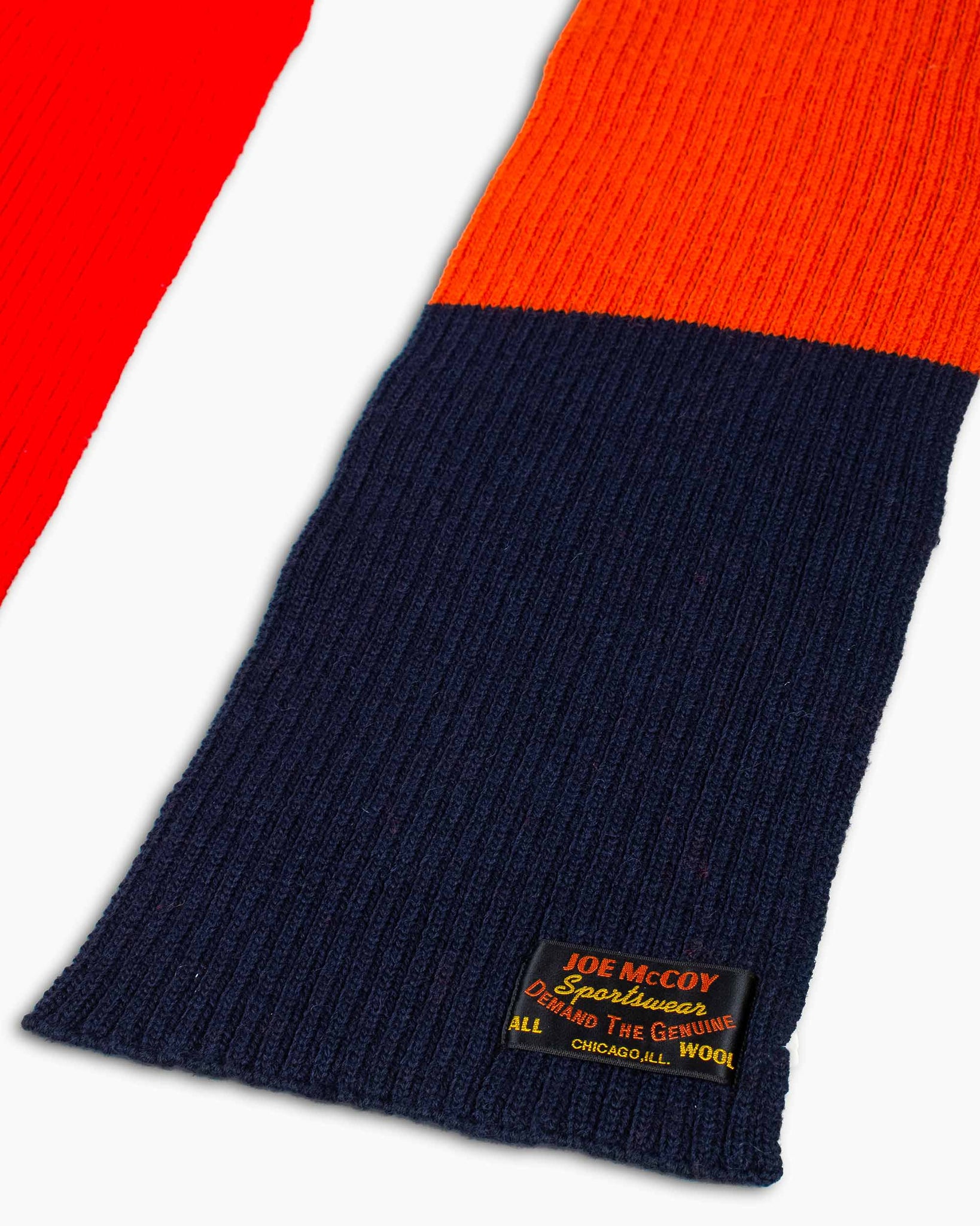 The Real McCoy's MA22107 Multi-Colour Campus Scarf Tricolour Details.