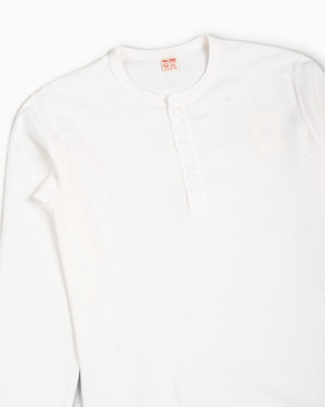 The Real McCoy's MC17117 Waffle Henley Shirt L/S White Details