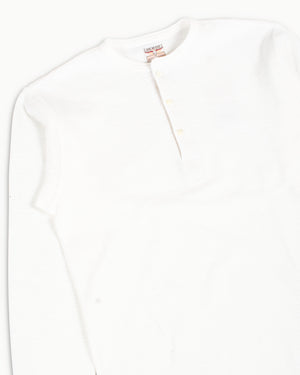 The Real McCoy's MC22120 Western Cardigan Stitch Henley Shirt White Details