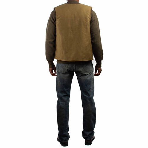 The Real McCoy's MJ19105 Vest, Alpaca, Pile-Lined Khaki