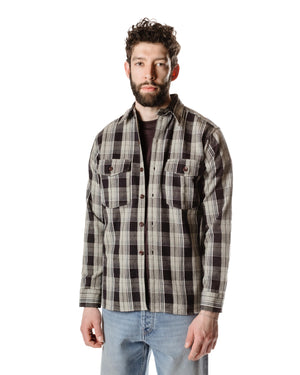 Warehouse Lot. 3022 Flannel Shirt With Chinstrap G Pattern Grey (One Wash) Close
