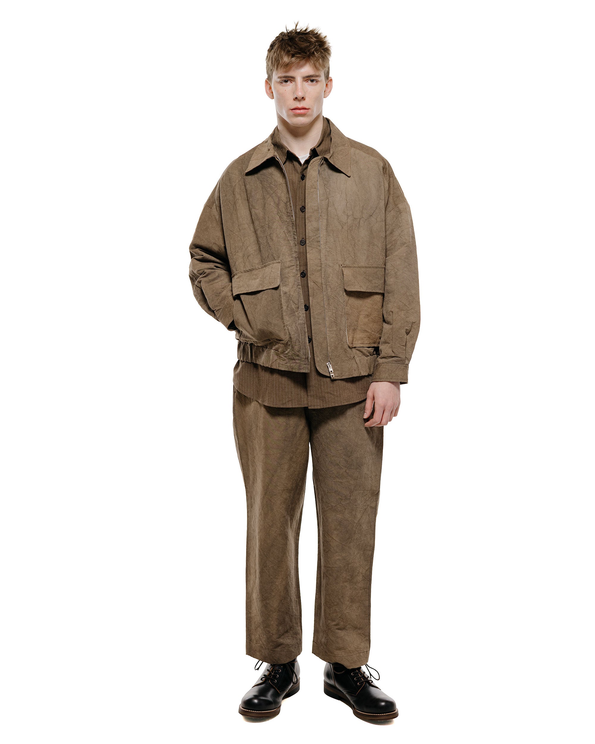 evan kinori Elastic Pant Natural Dye Twill Brown Persimmon/Iron Dye