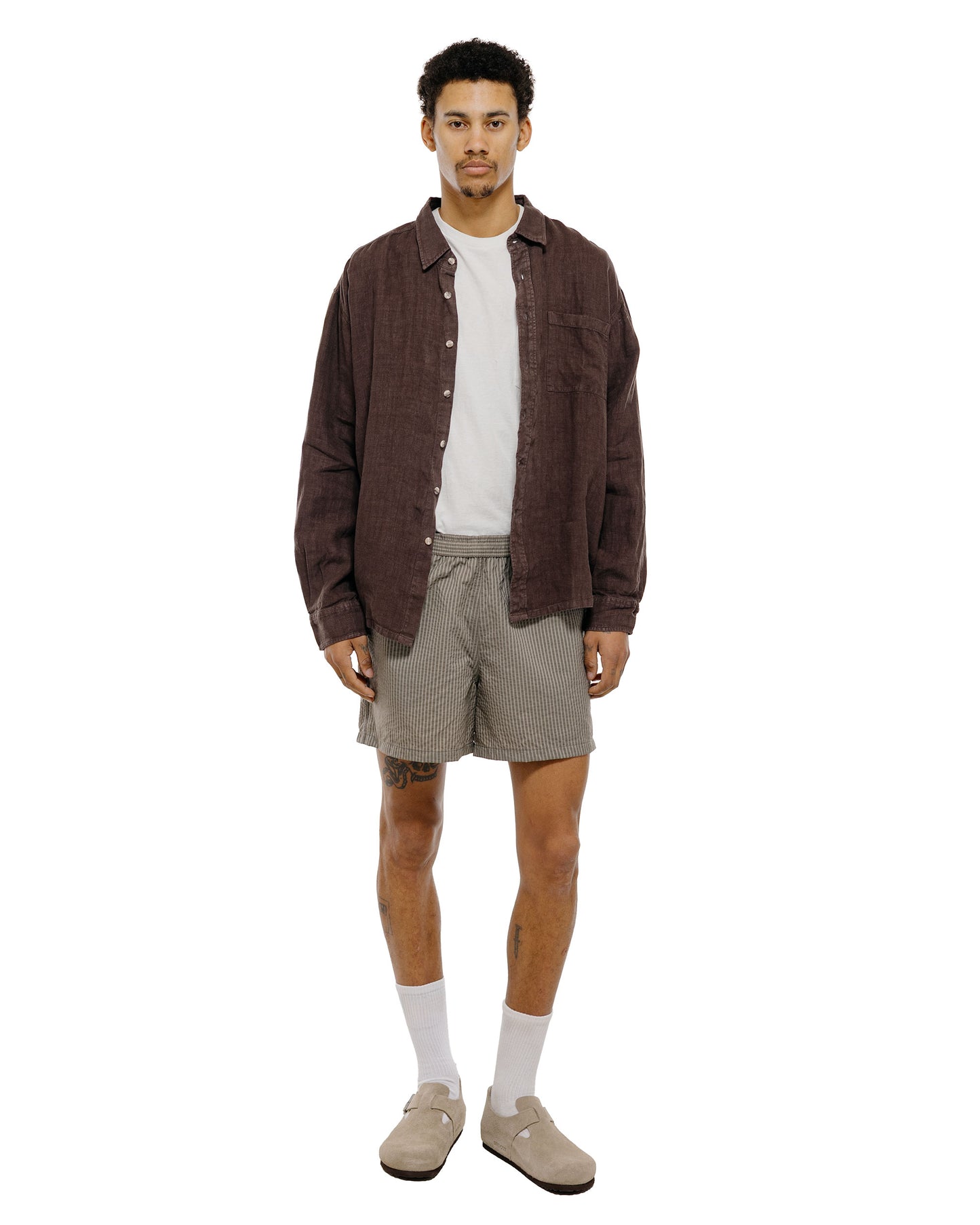 Bather Espresso Linen Leisure Shirt