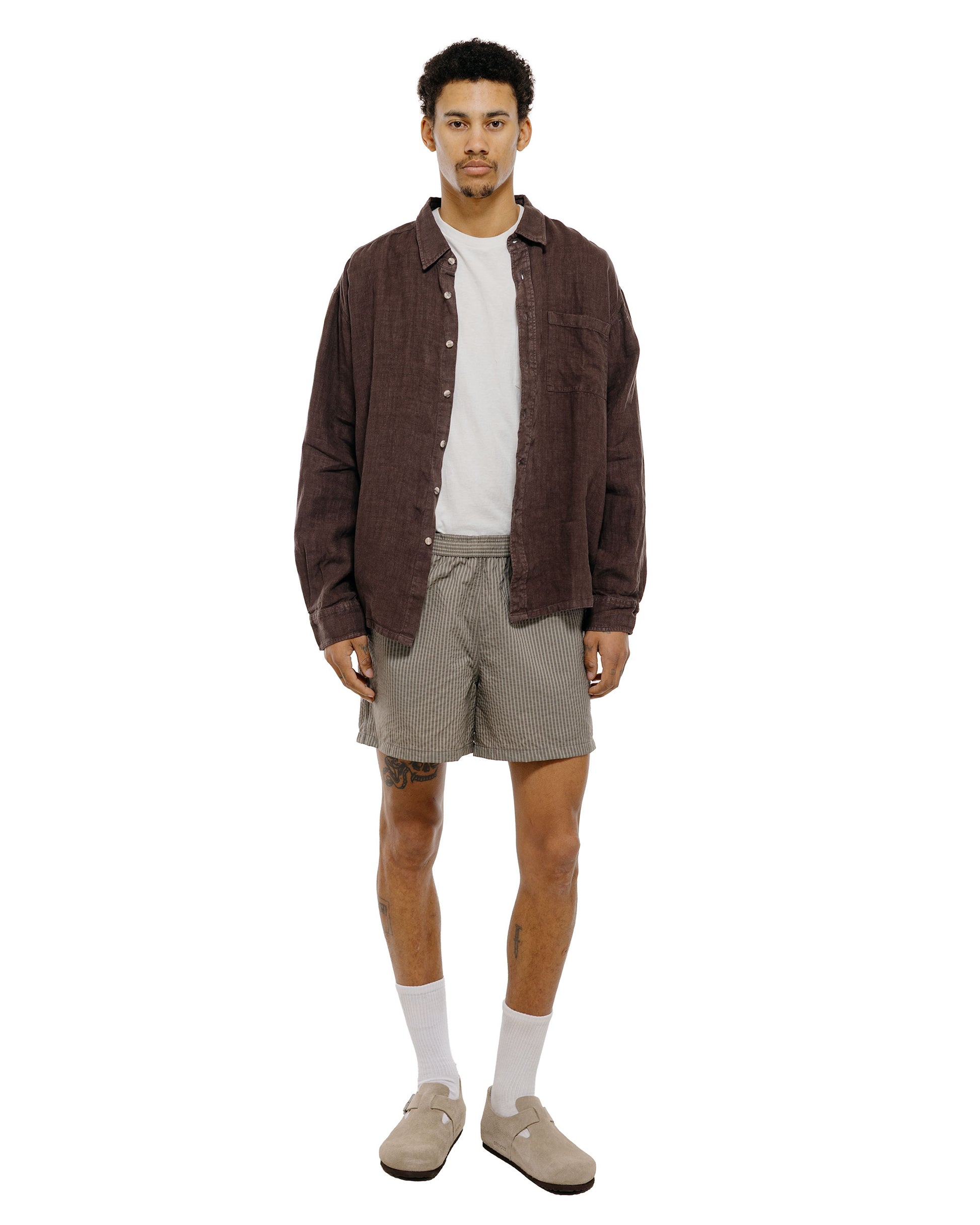 Bather Espresso Linen Leisure Shirt