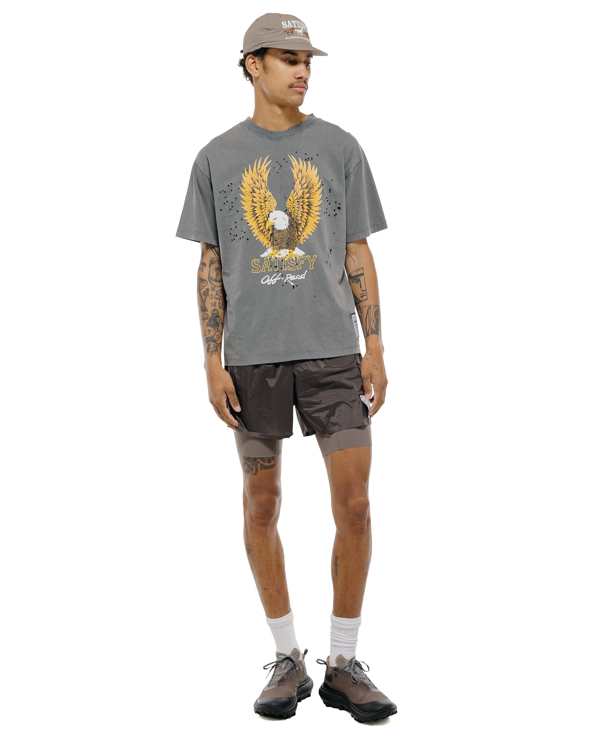 SATISFY MothTech T-Shirt Eagle Off Road Faded Black