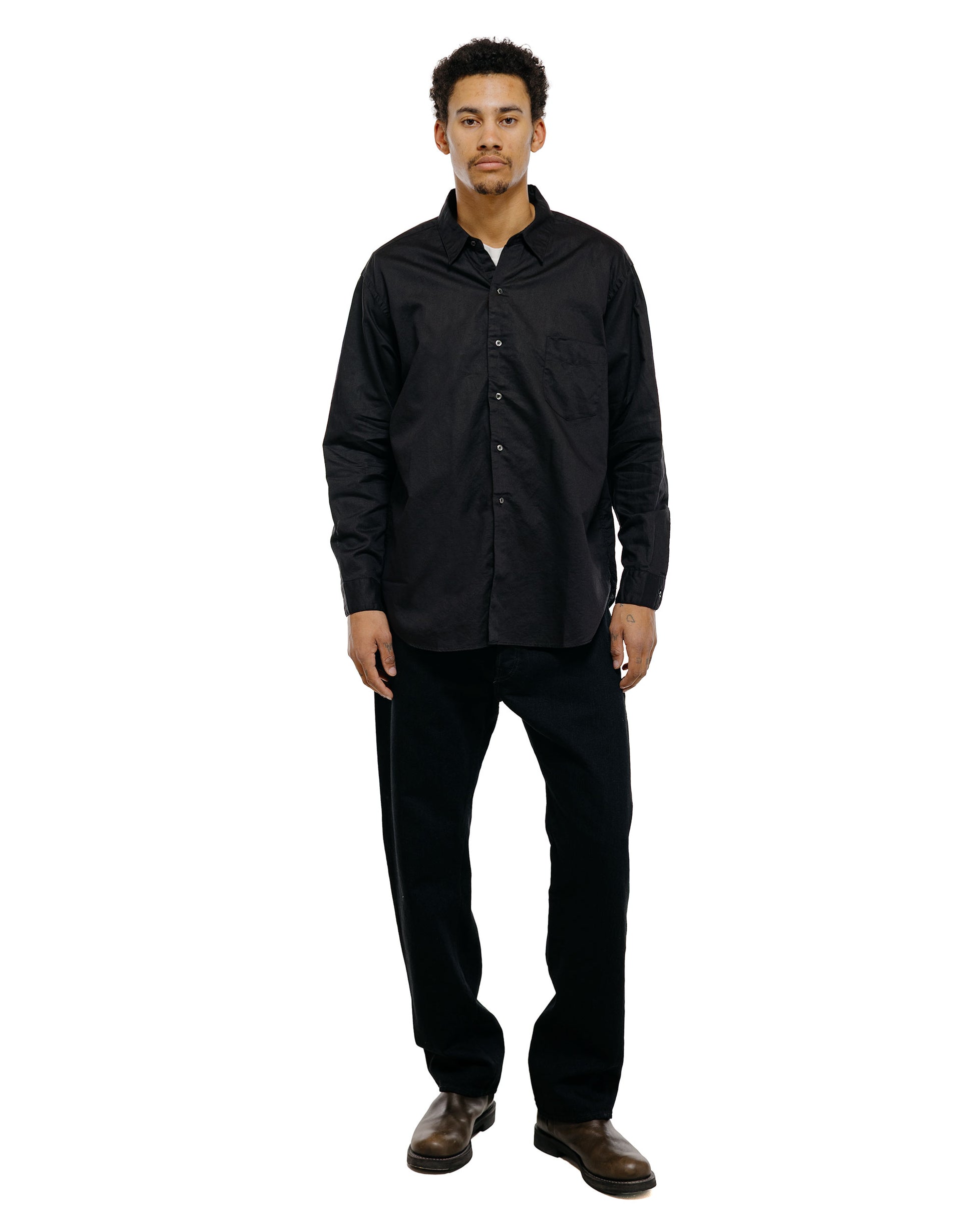 CIOTA Regular Collar Shirt Cotton/Linen Black