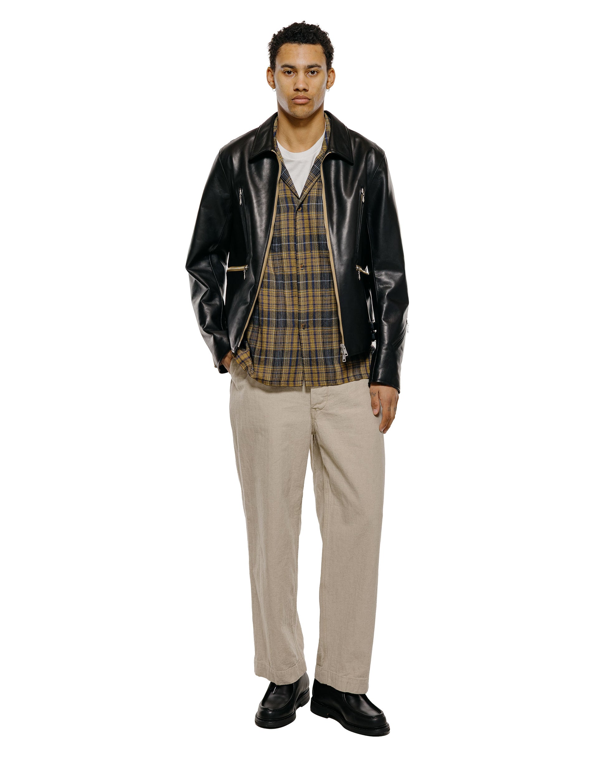 NICENESS Thom Open Collar Jacket Shirt Yellow