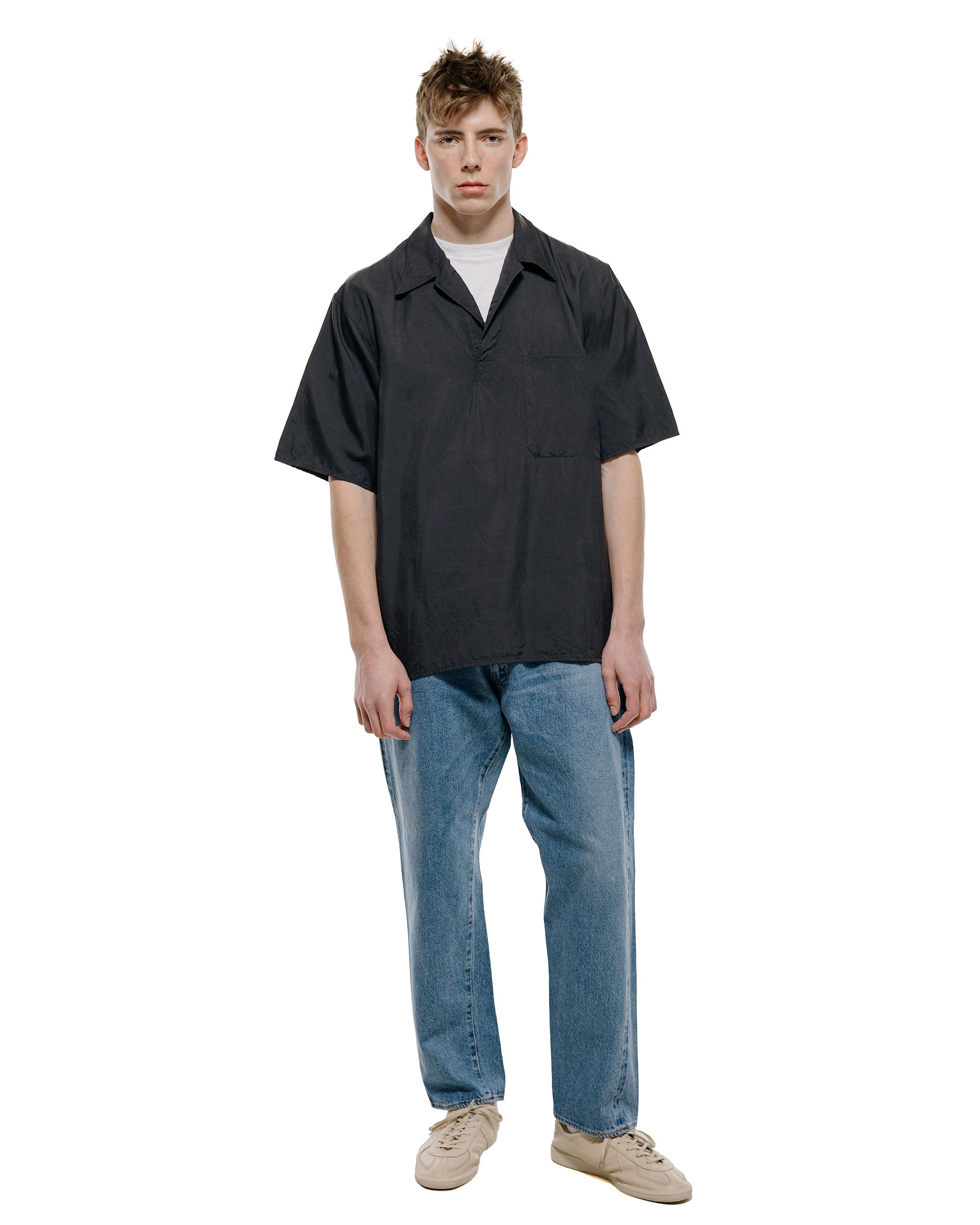KAPTAIN SUNSHINE Silk Pullover SS Shirt Ink Black