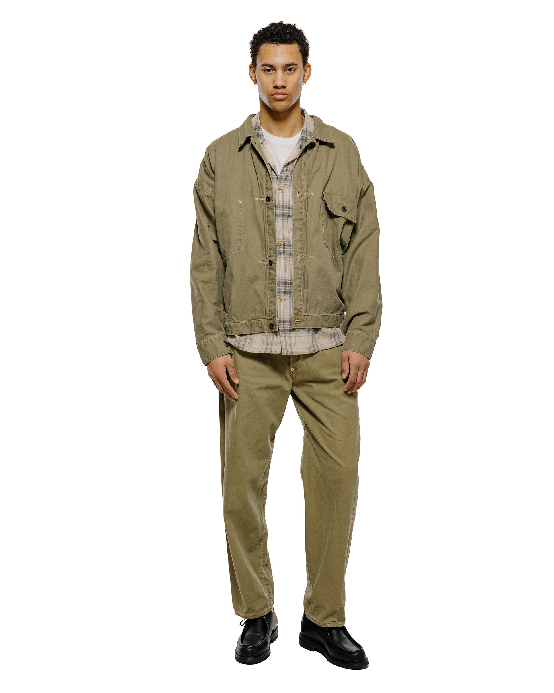 NICENESS Thom Open Collar Jacket Shirt Light Green