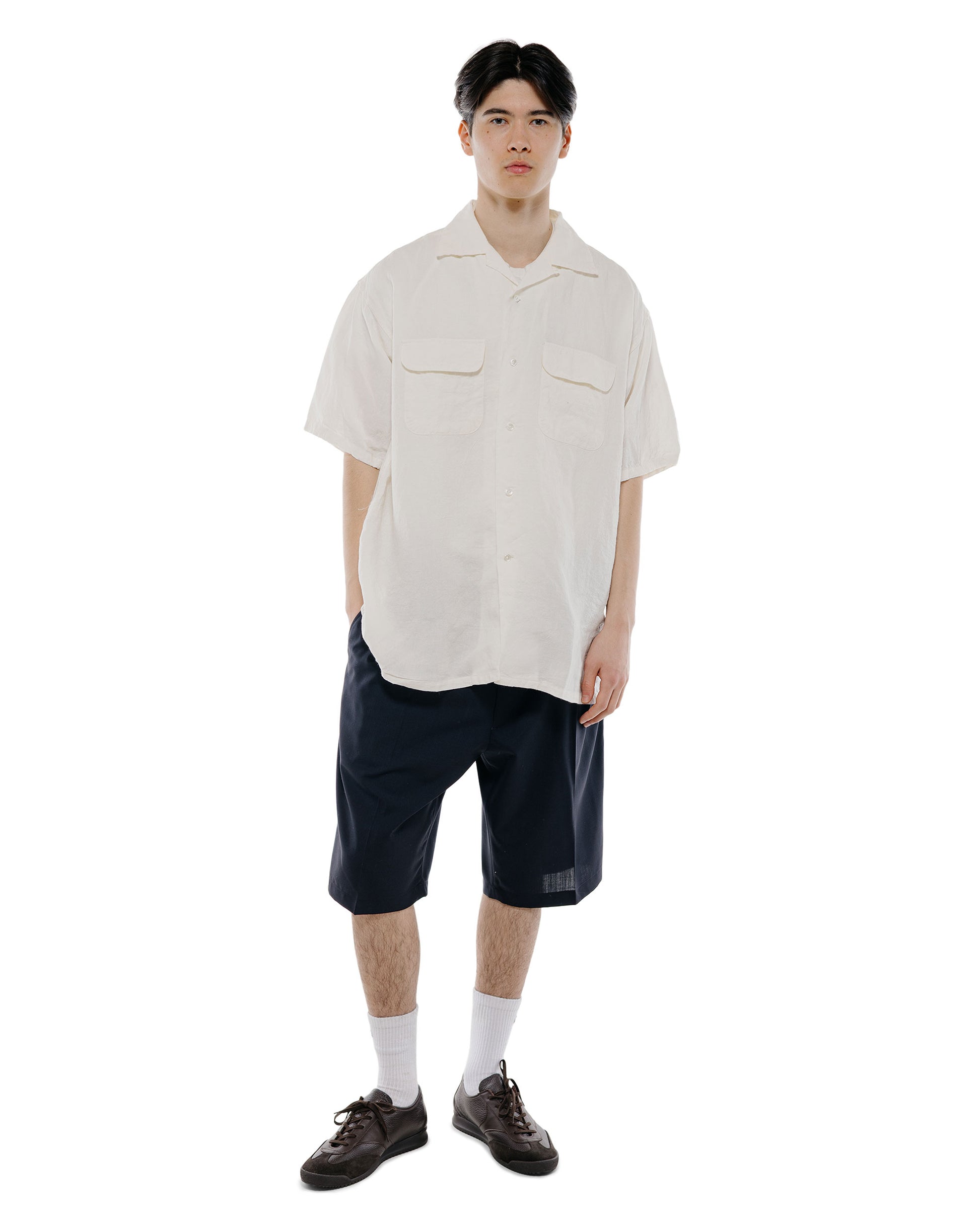 Beams Plus Open Collar 140 Linen White
