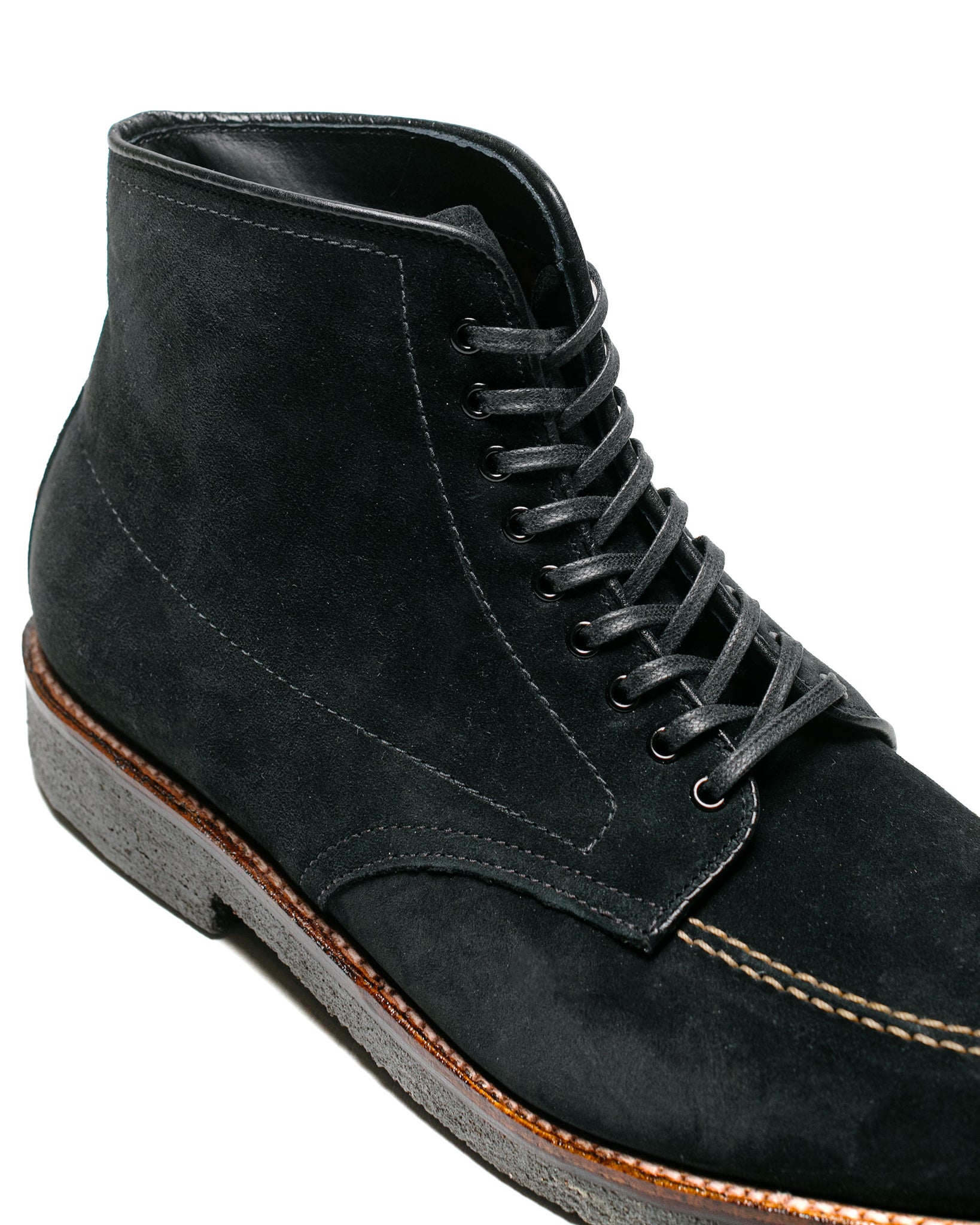 Alden Indy Boot Black Suede with Crepe Sole close