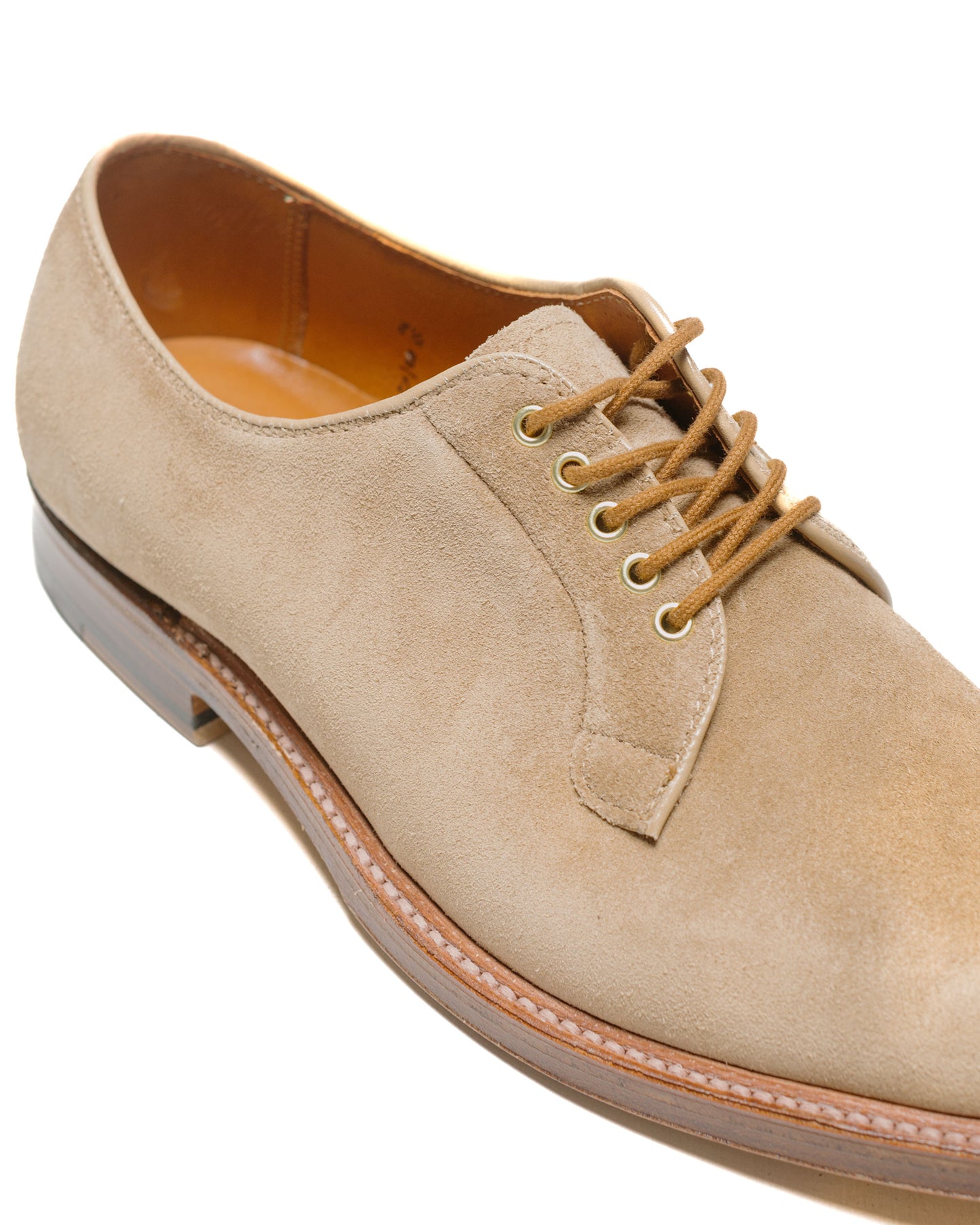 Alden Plain Toe Blucher Tan Suede G2401 close