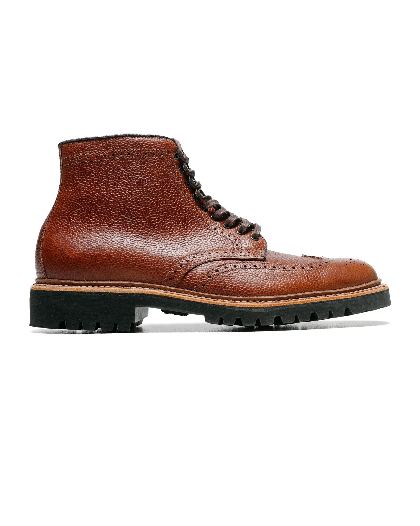 Alden Short Wing Boot Brown Scotch Grain With Lug Sole