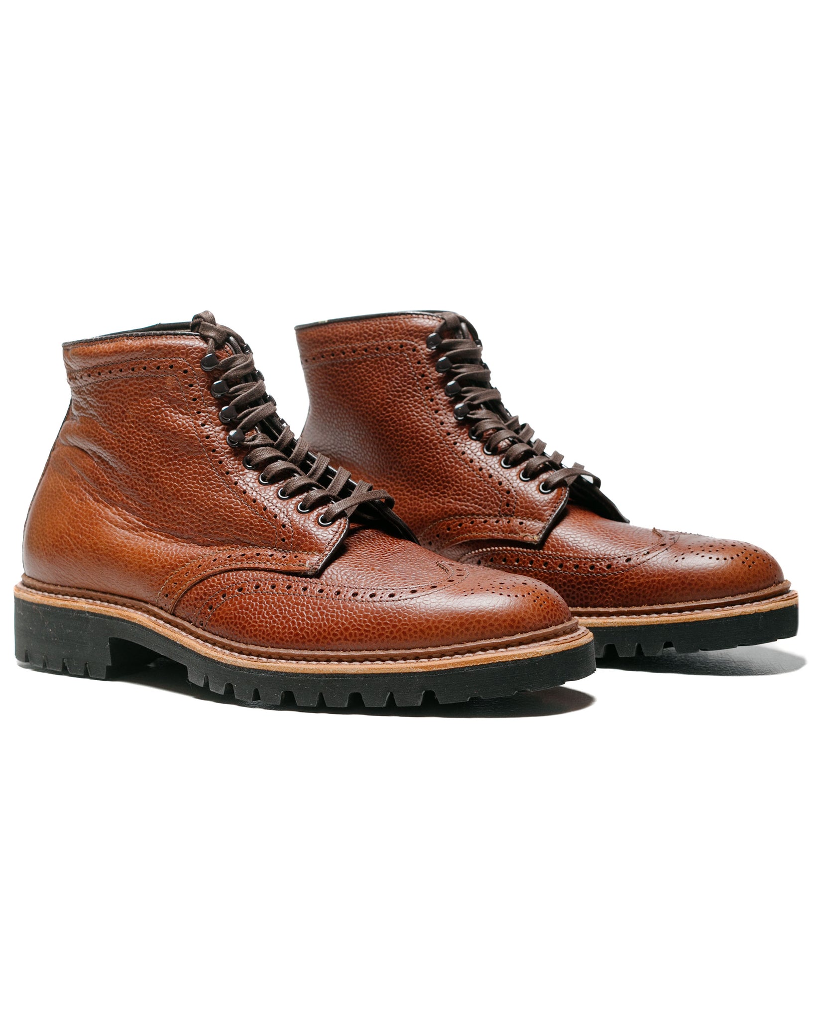 Alden Short Wing Boot Brown Scotch Grain With Lug Sole side