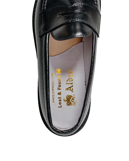 Alden Penny Loafer Black Calfskin/Black Alpine Grain G2201