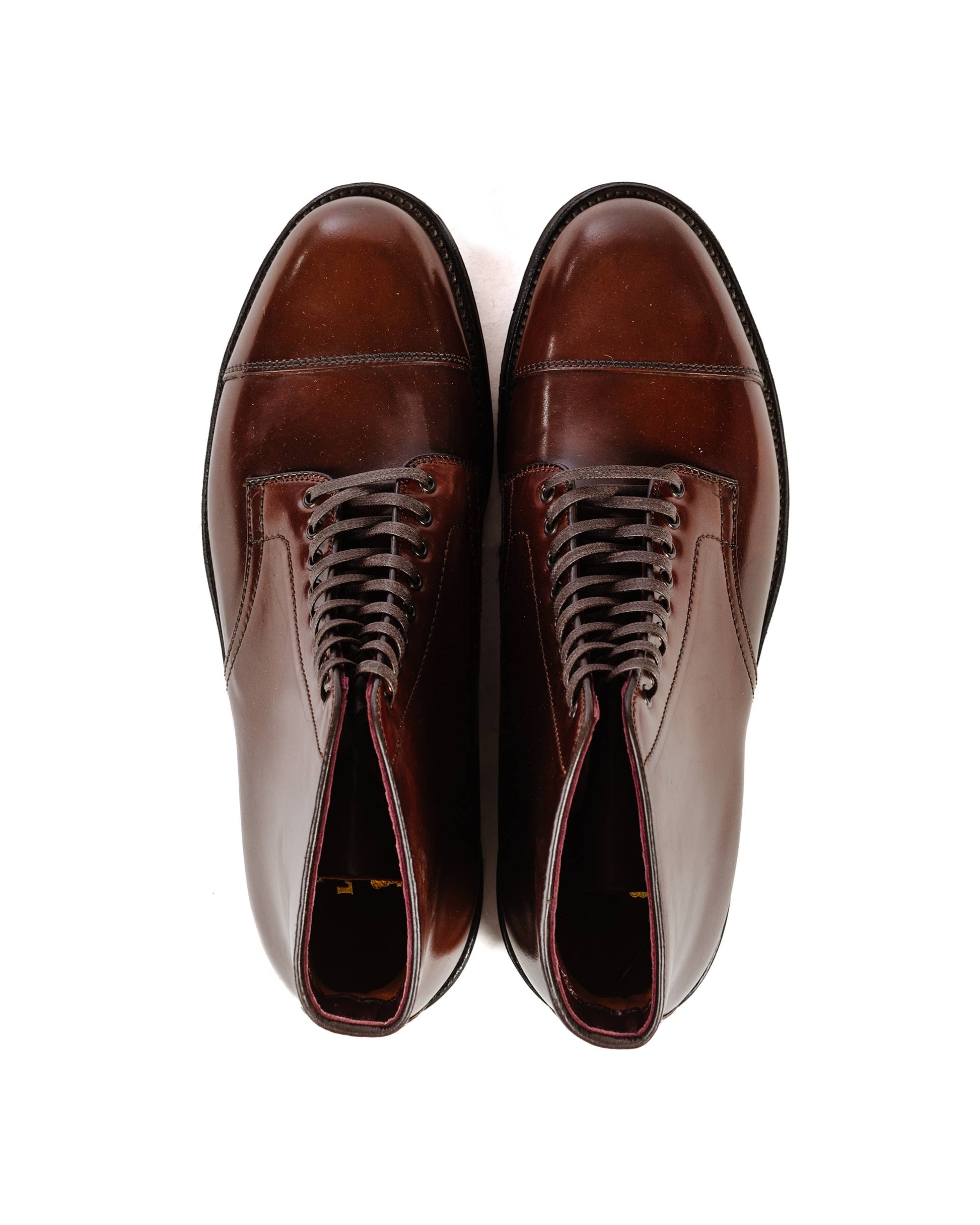 Alden Straight Tip Boot With Commando Sole Colour '8' Shell Cordovan G2801C Top