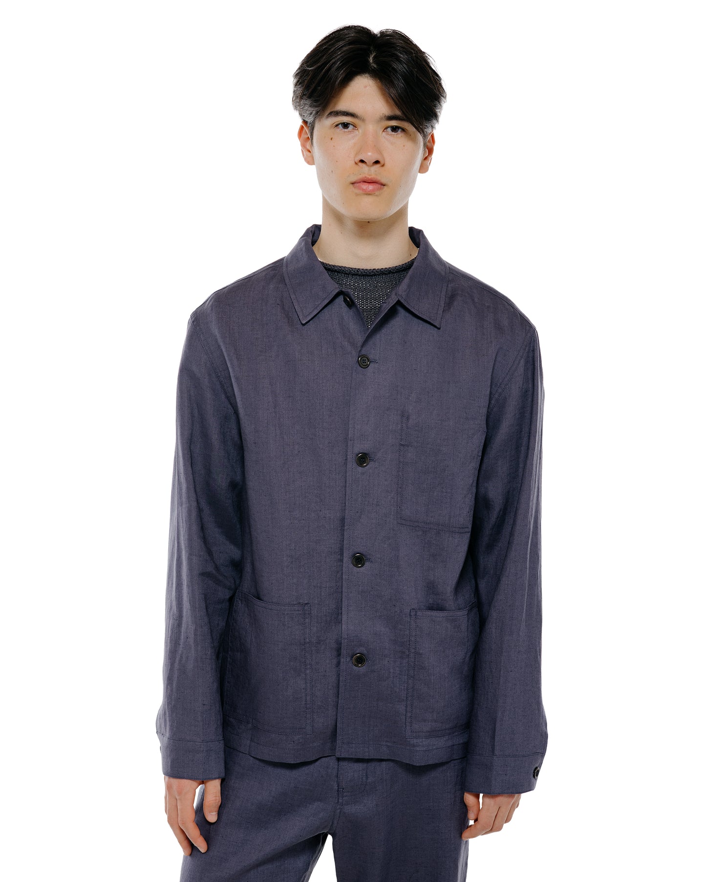 lost & found Amomento Amomento Linen Pocket Jacket Blue