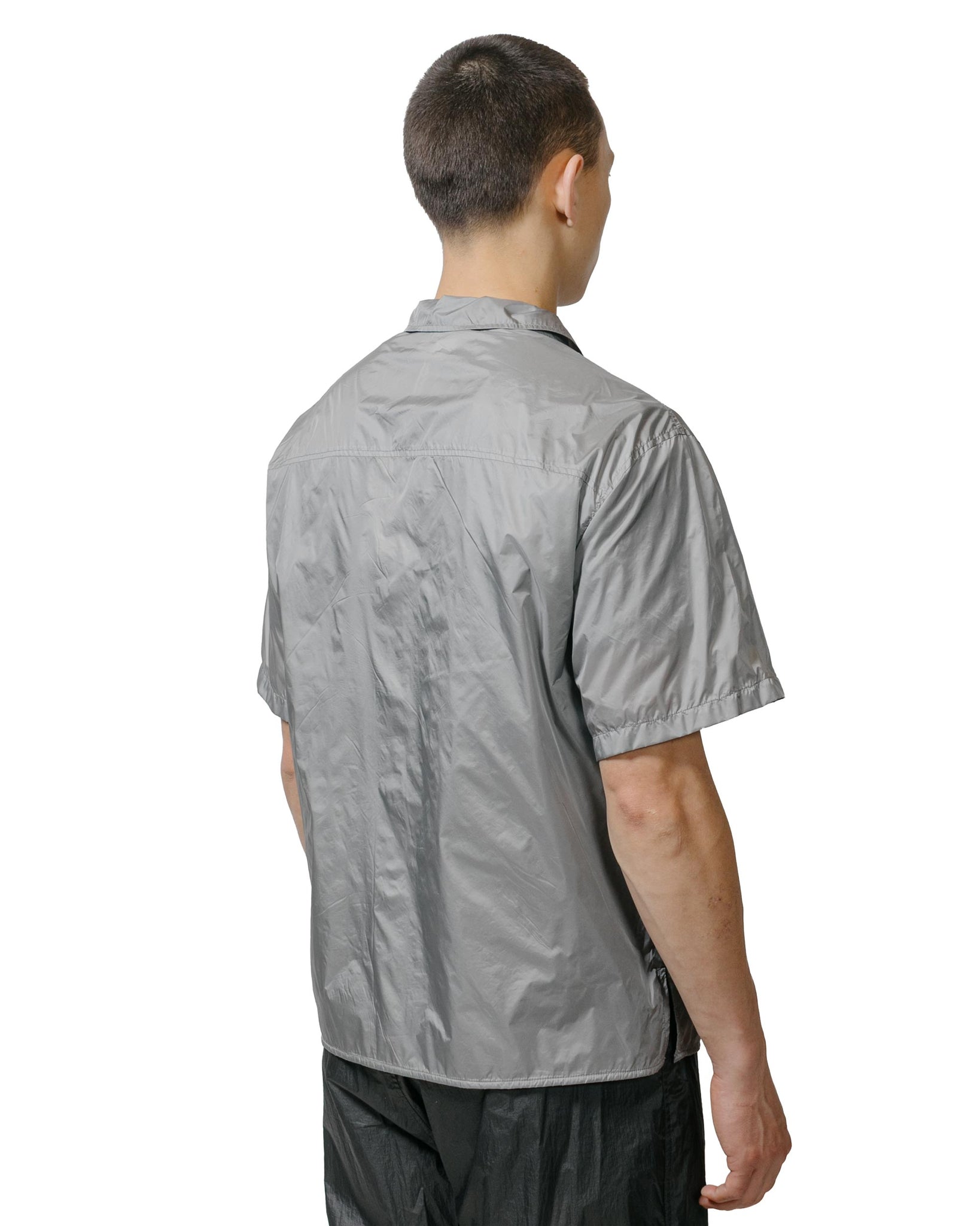 Amomento Nylon Short Sleeve Shirts Blue Grey model back