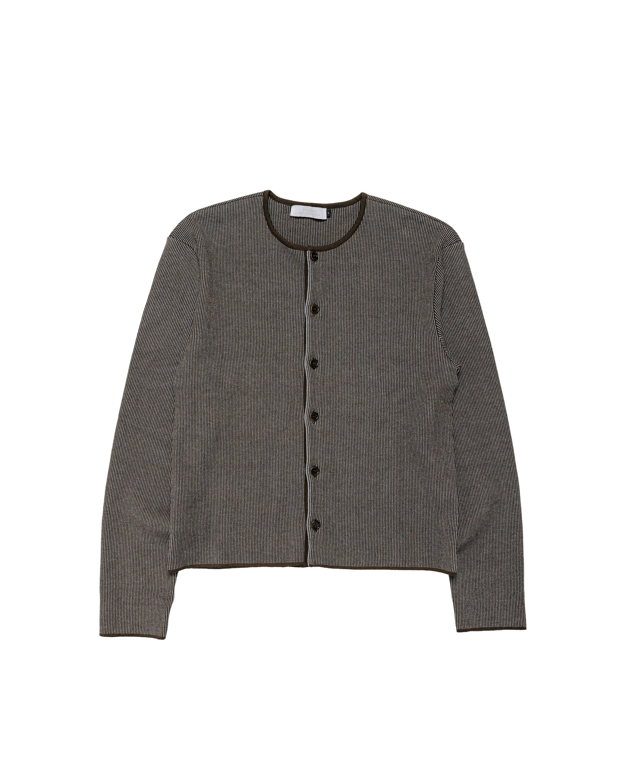 Amomento Stripe Button Up Cardigan Brown