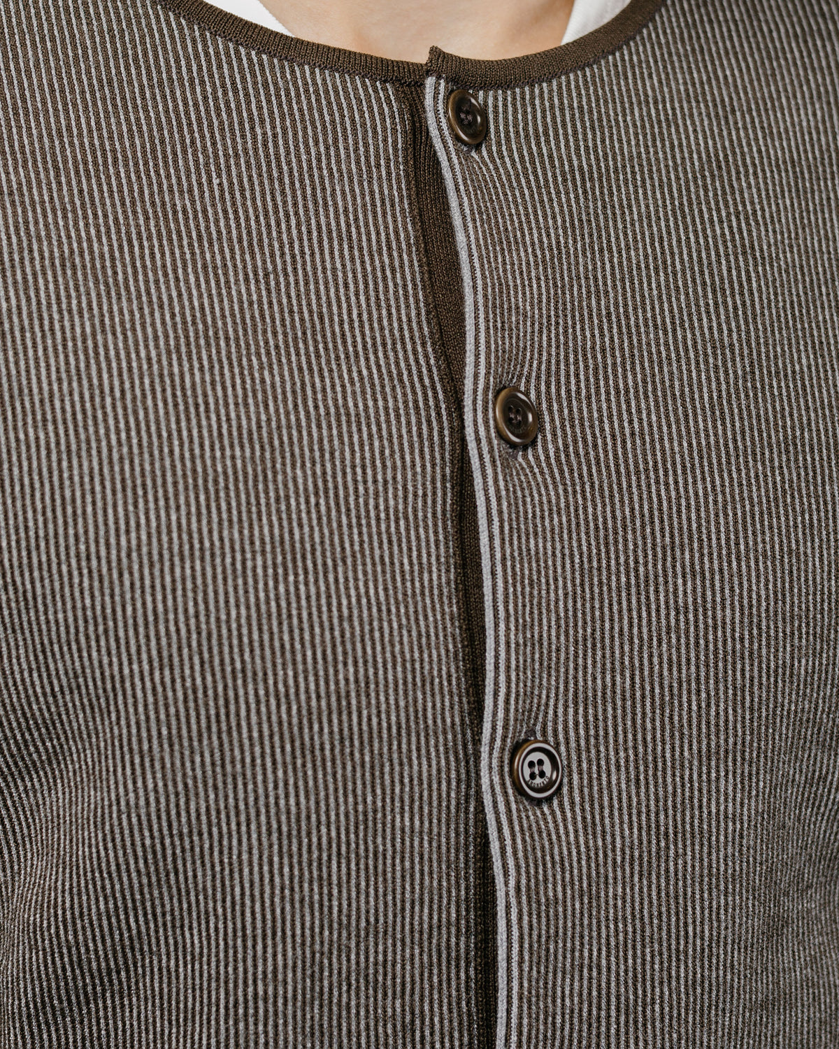 Amomento Stripe Button Up Cardigan Brown