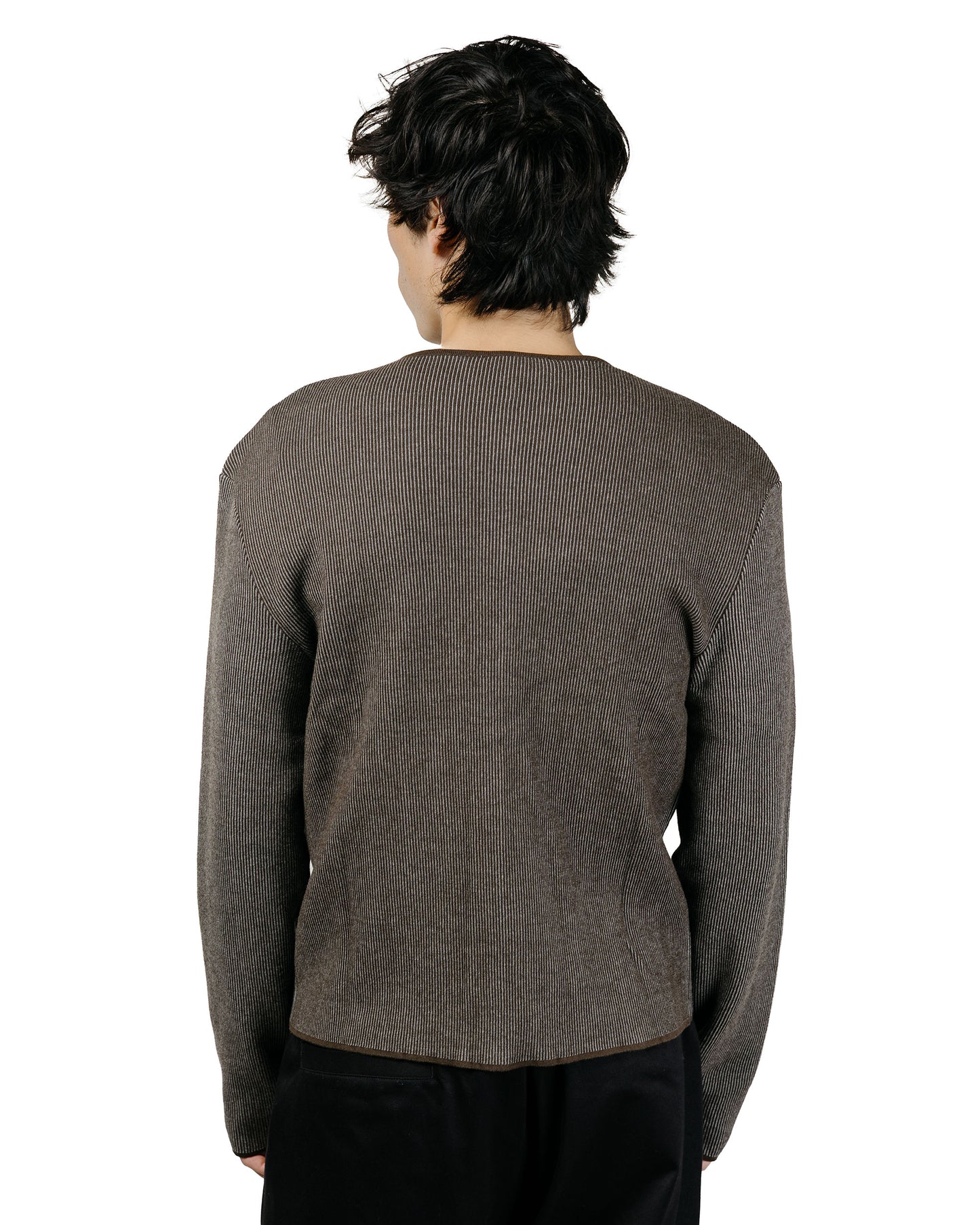 Amomento Stripe Button Up Cardigan Brown