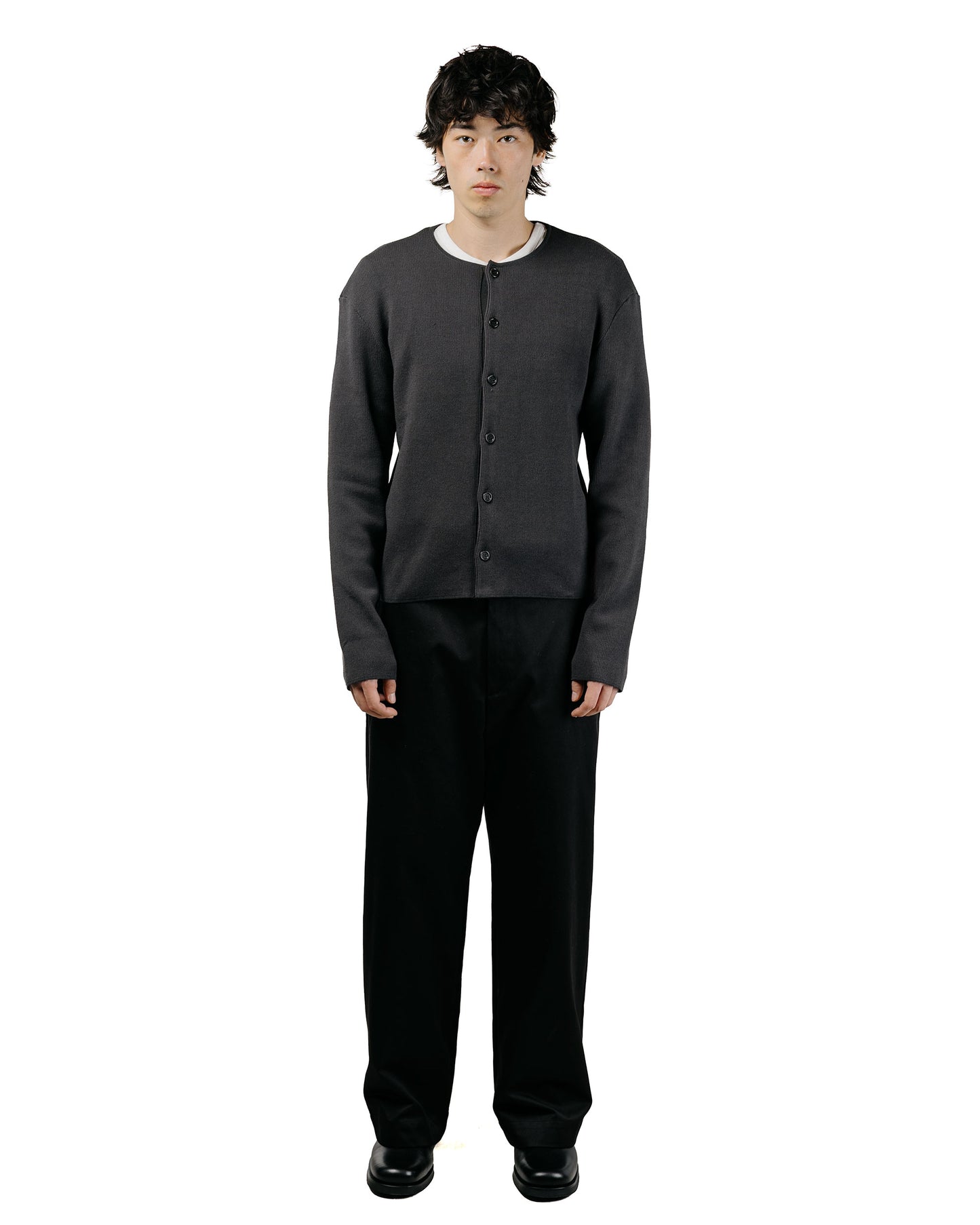 Amomento Stripe Button Up Cardigan Charcoal