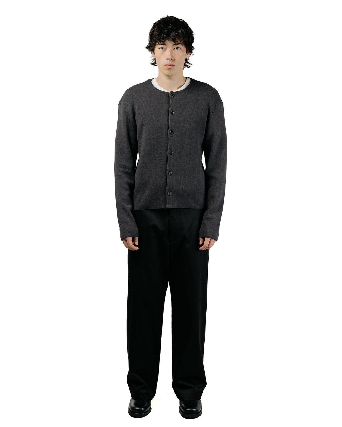 Amomento Stripe Button Up Cardigan Charcoal