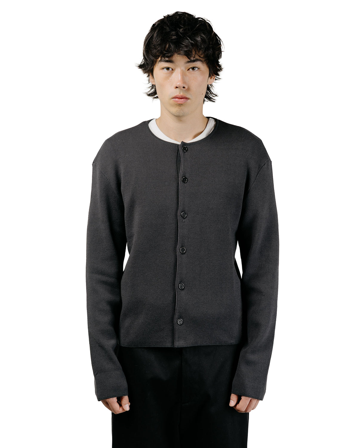 Amomento Stripe Button Up Cardigan Charcoal