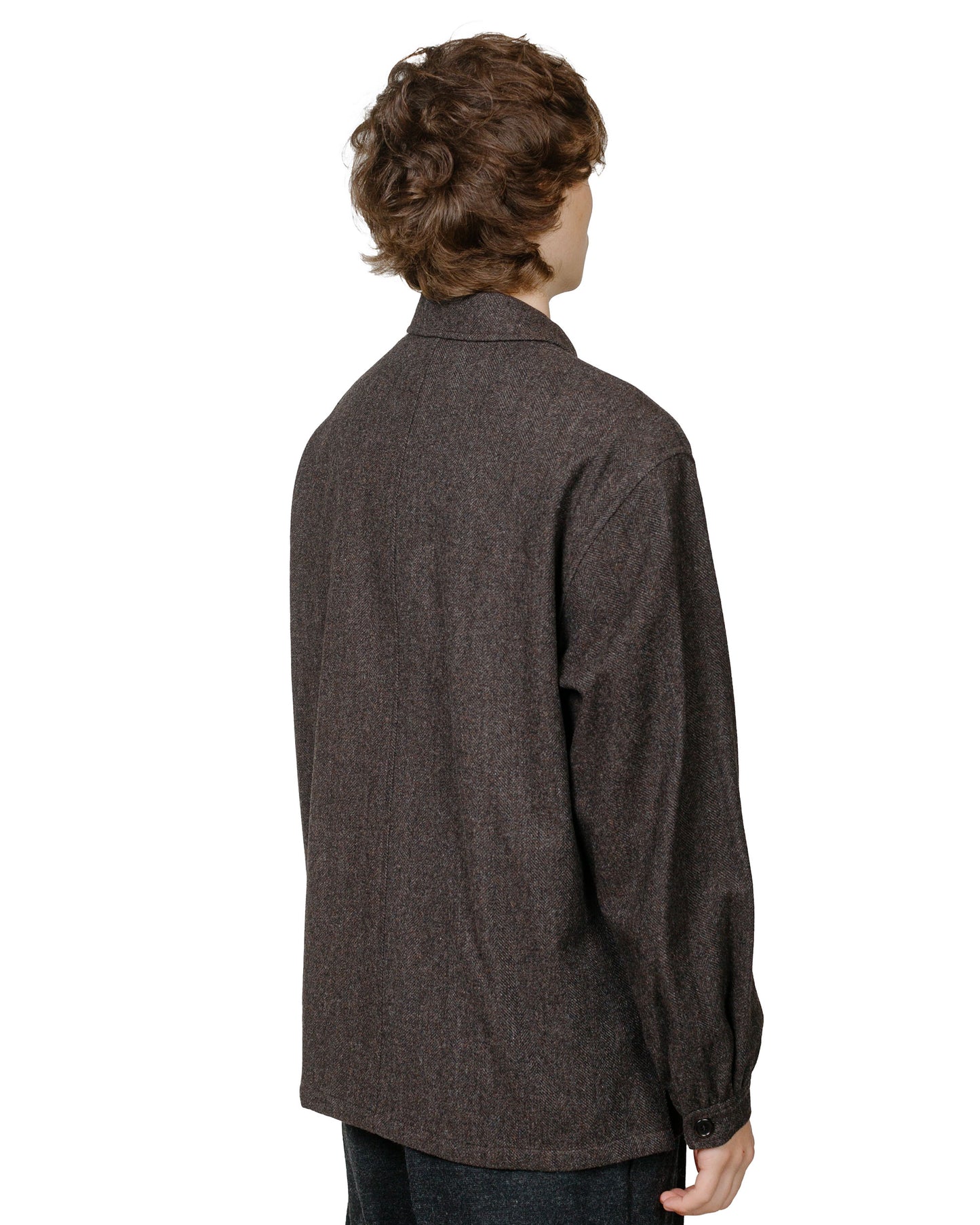 Amomento Wool Shirt Dark Brownmodel back