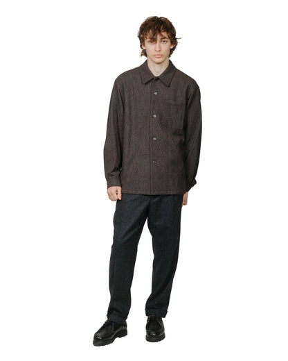 Amomento Wool Shirt Dark Brown model full