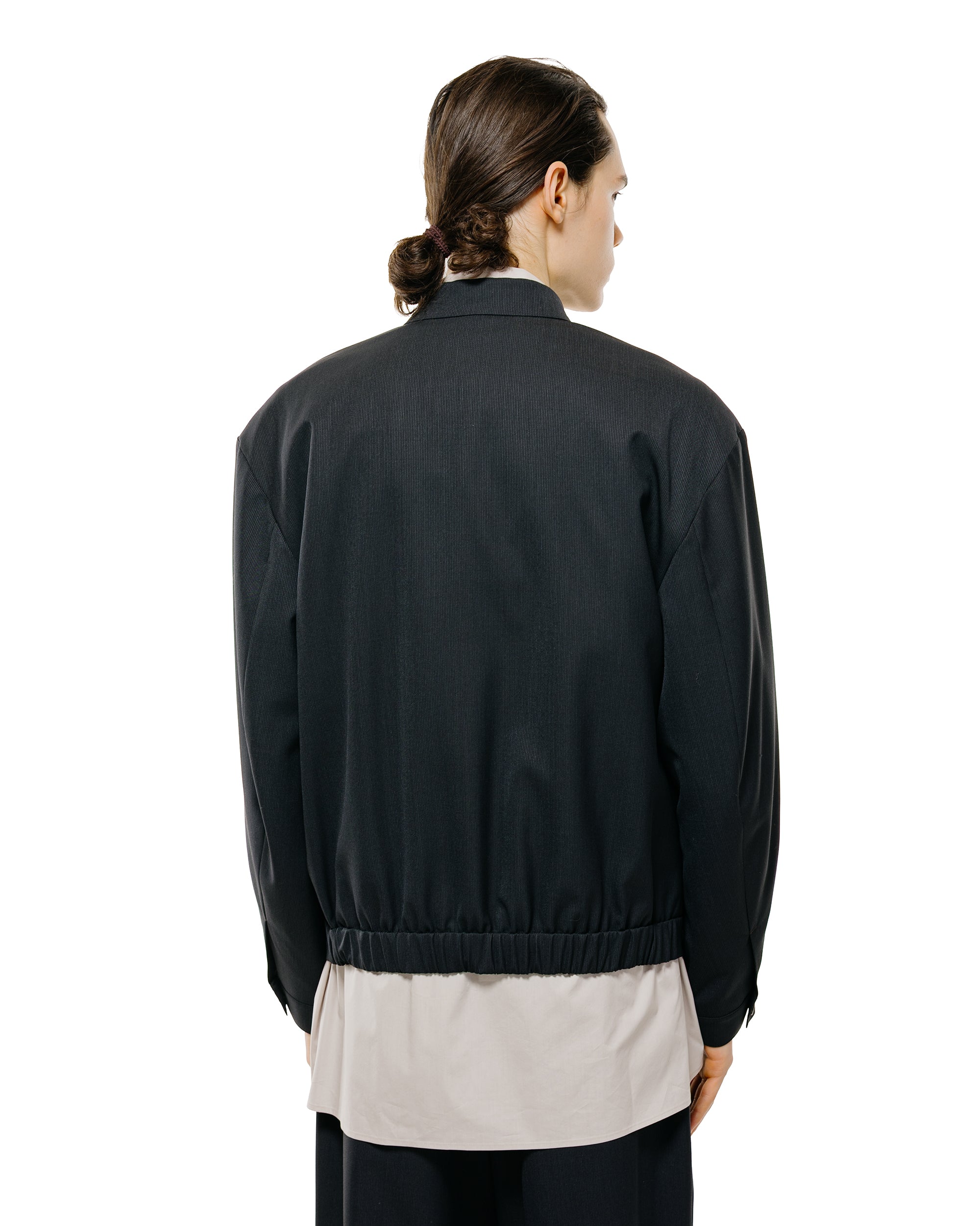 Amomento Wool Stripe Zip-Up Jumper Black