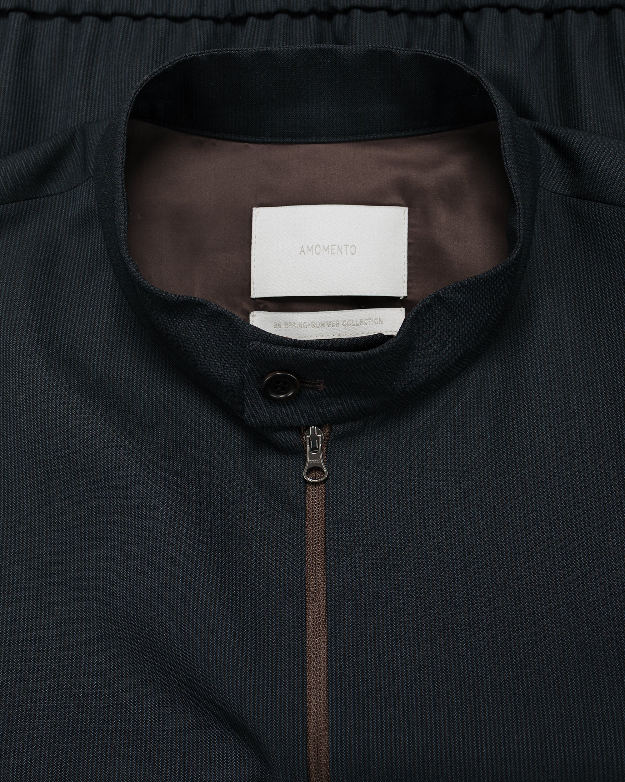 Amomento Wool Stripe Zip-Up Jumper Black