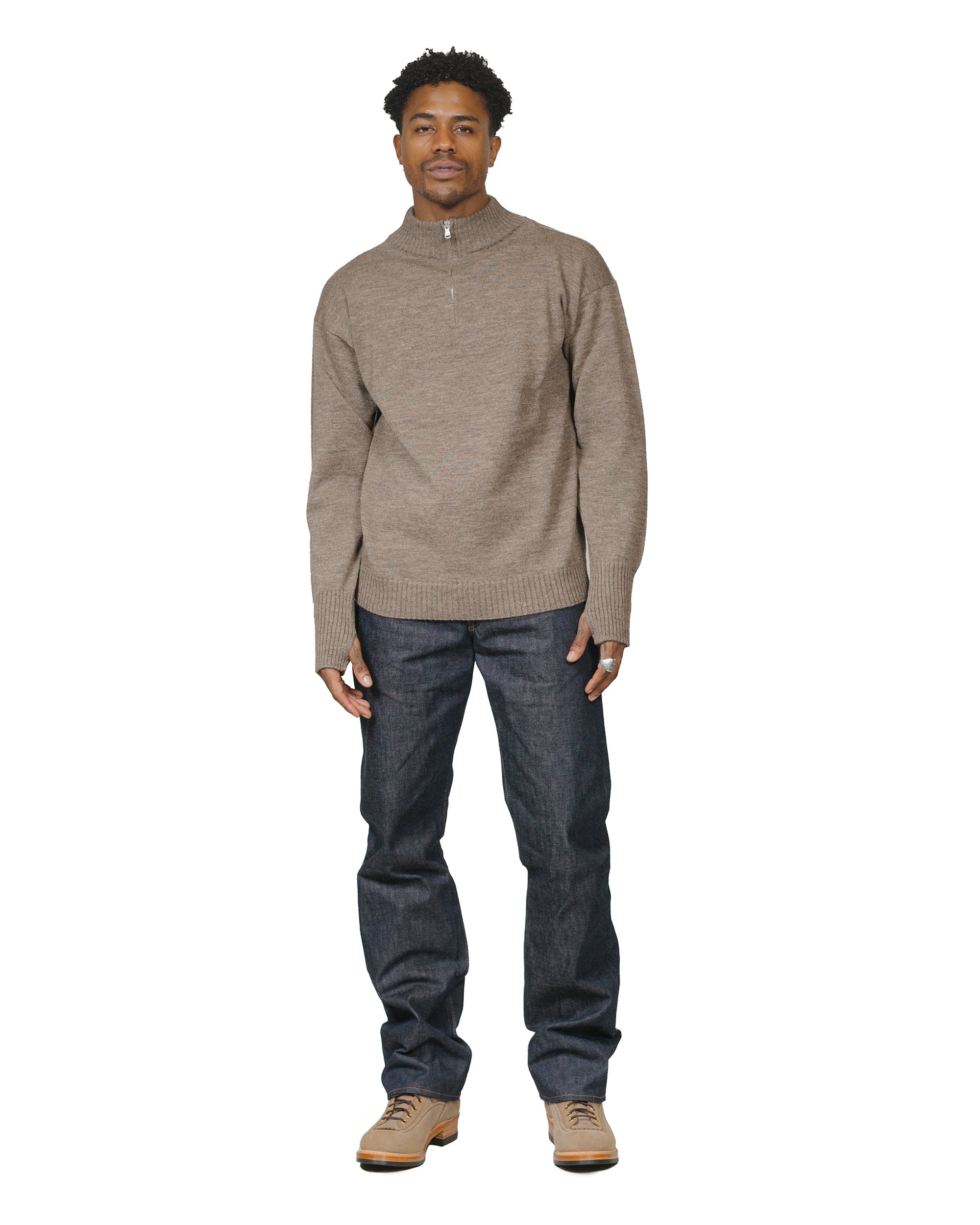 Andersen-Andersen Seaman Half-Zip Natural Taupe