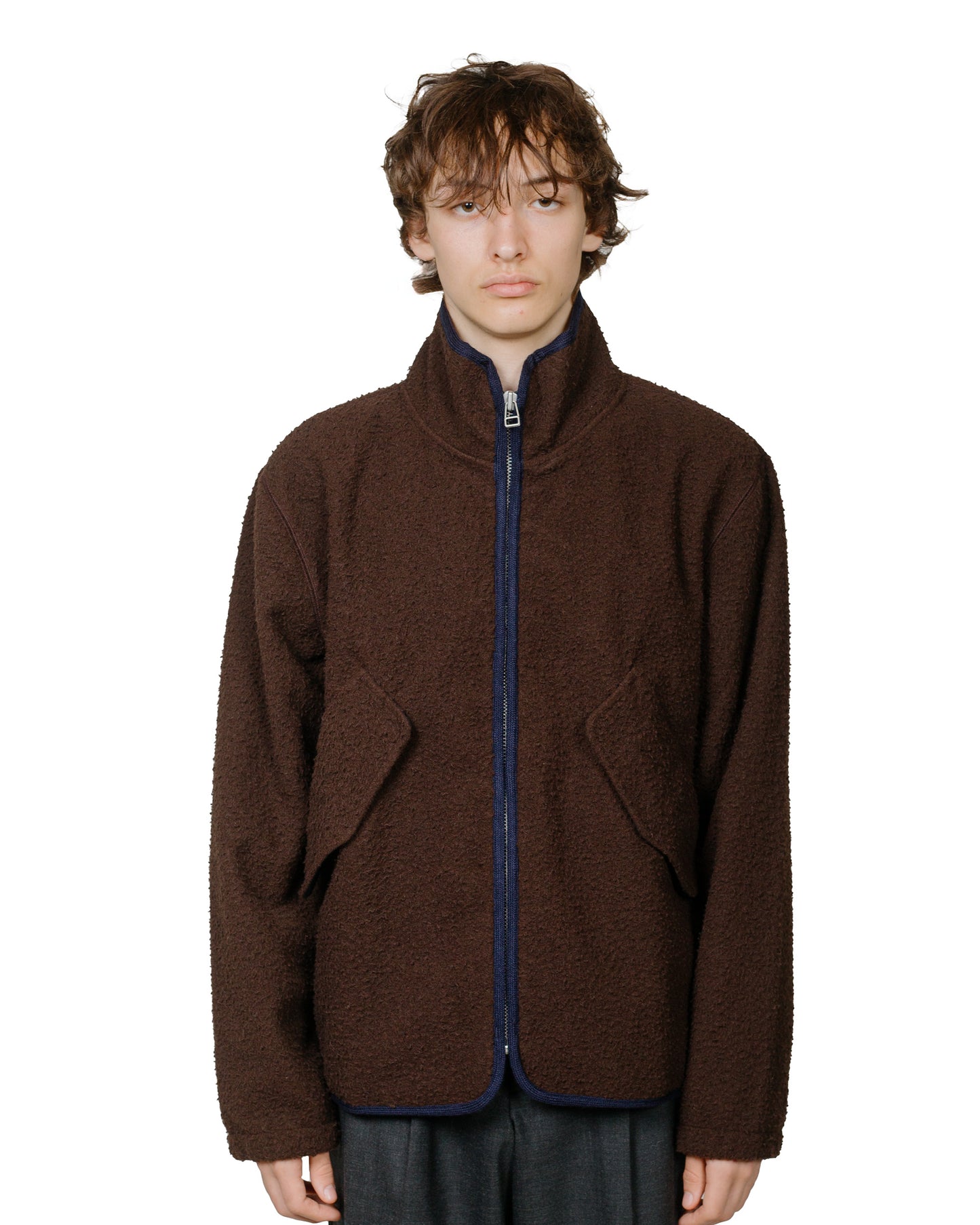 Another Aspect Another Fleece Jacket 1.0 BrownNavy model front 