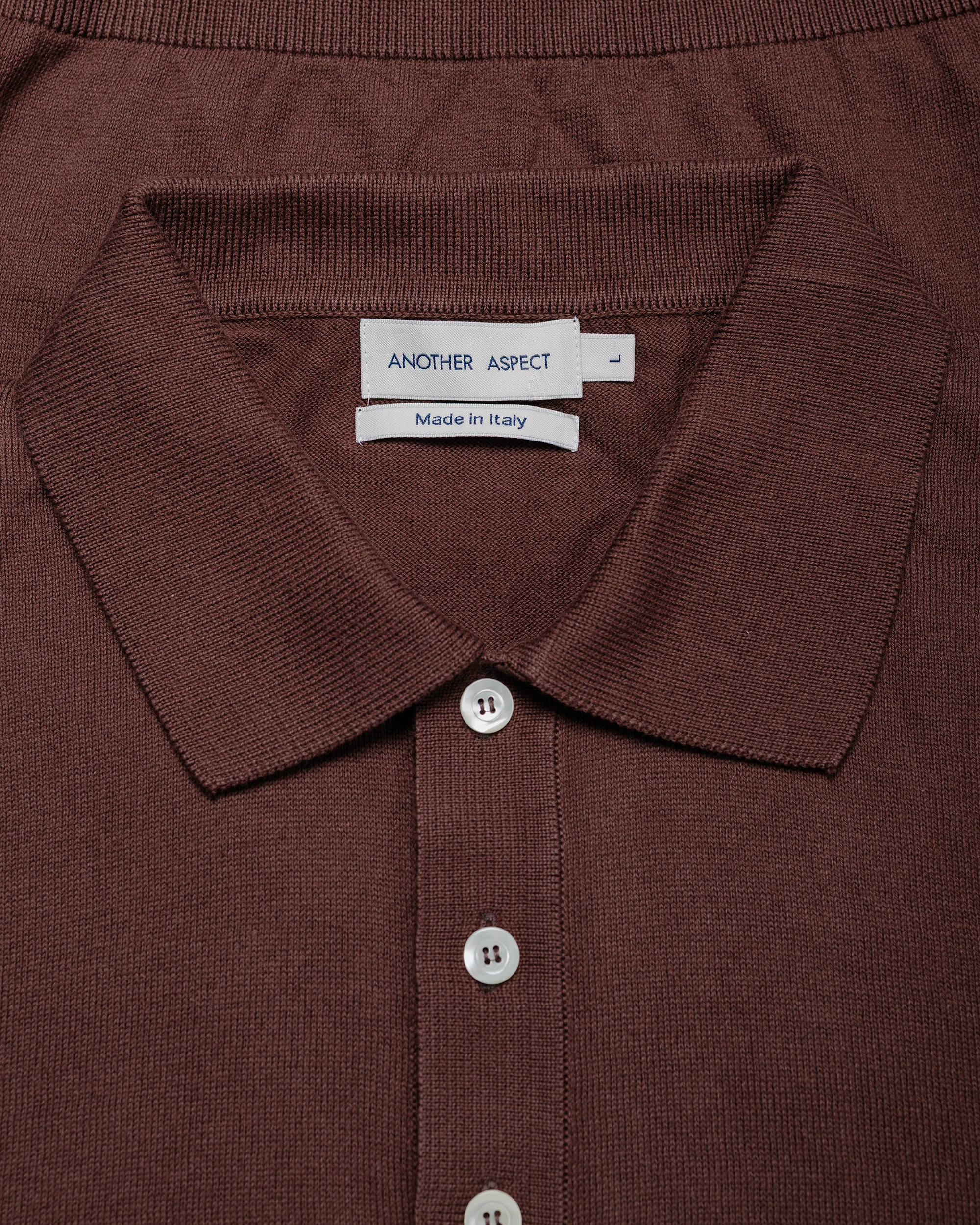 ANOTHER ASPECT knit polo ポーガーズ ANOTHER Polo Shirt 2.0, Brown Melange - ANOTHER ASPECT