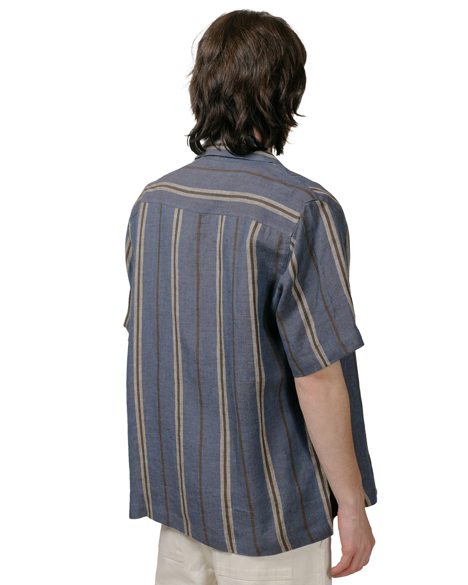 Another Aspect Another Shirt 2.0 Blue Brown Stripe model back
